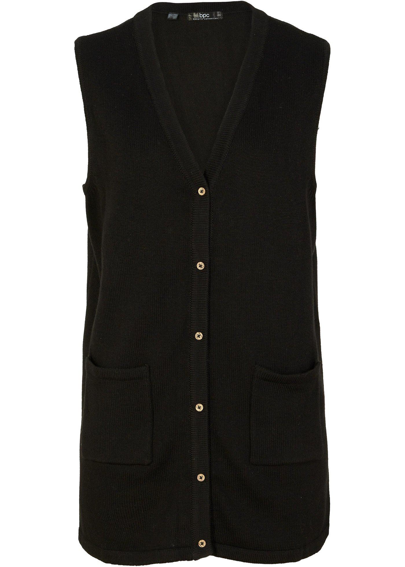 Gilet sans manches en fine maille avec poches et patte de boutonnage