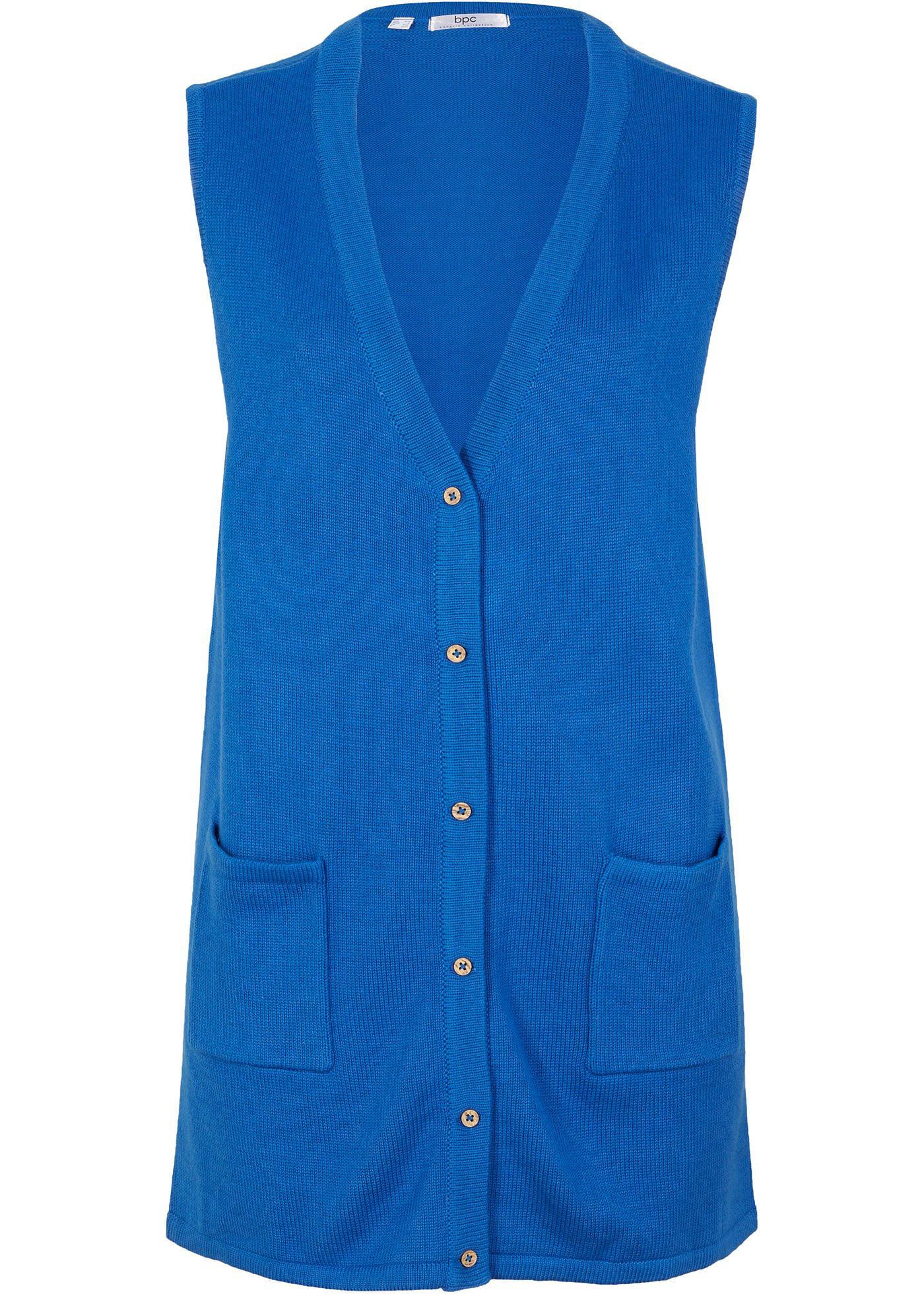 Gilet sans manches en fine maille avec poches et patte de boutonnage