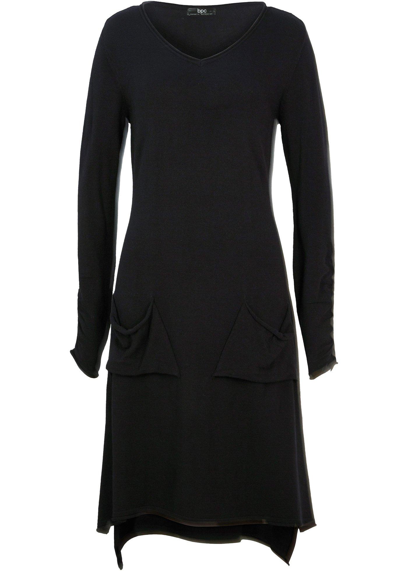 Robe en maille avec fronces, manches longues