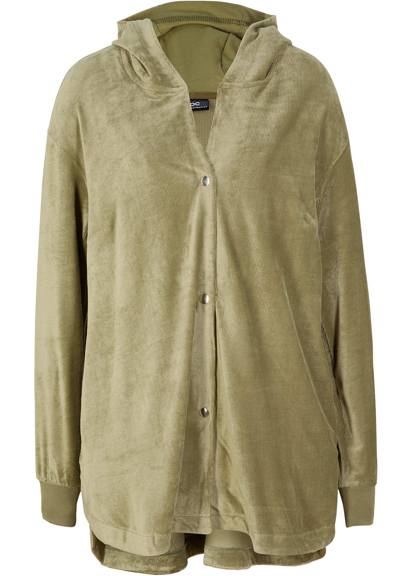 Veste sweat en velours côtelé avec capuche, coupe trapèze