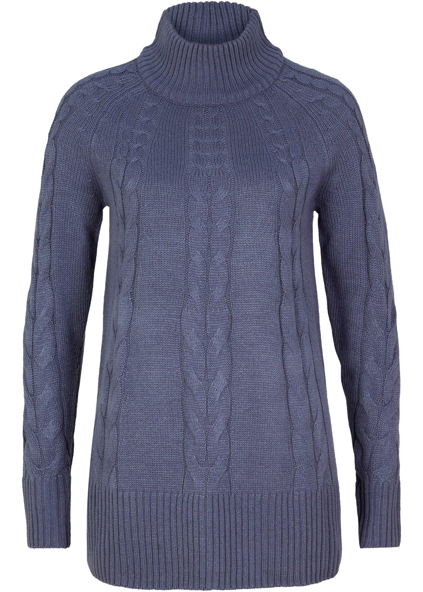 Pull col roulé à motif torsadé