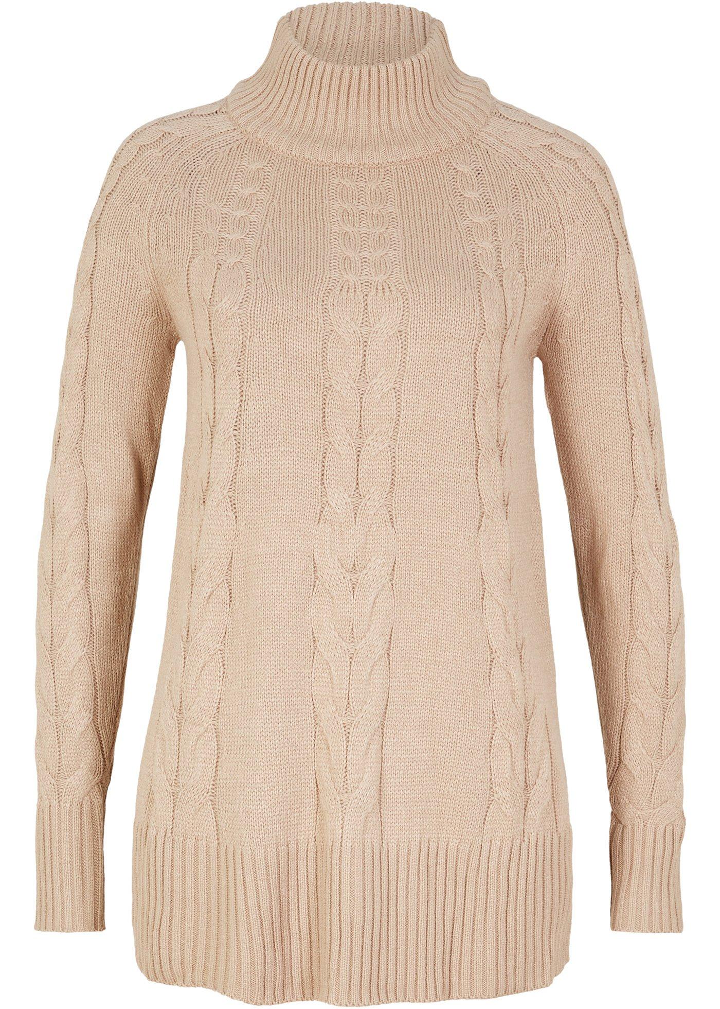 Pull col roulé à motif torsadé