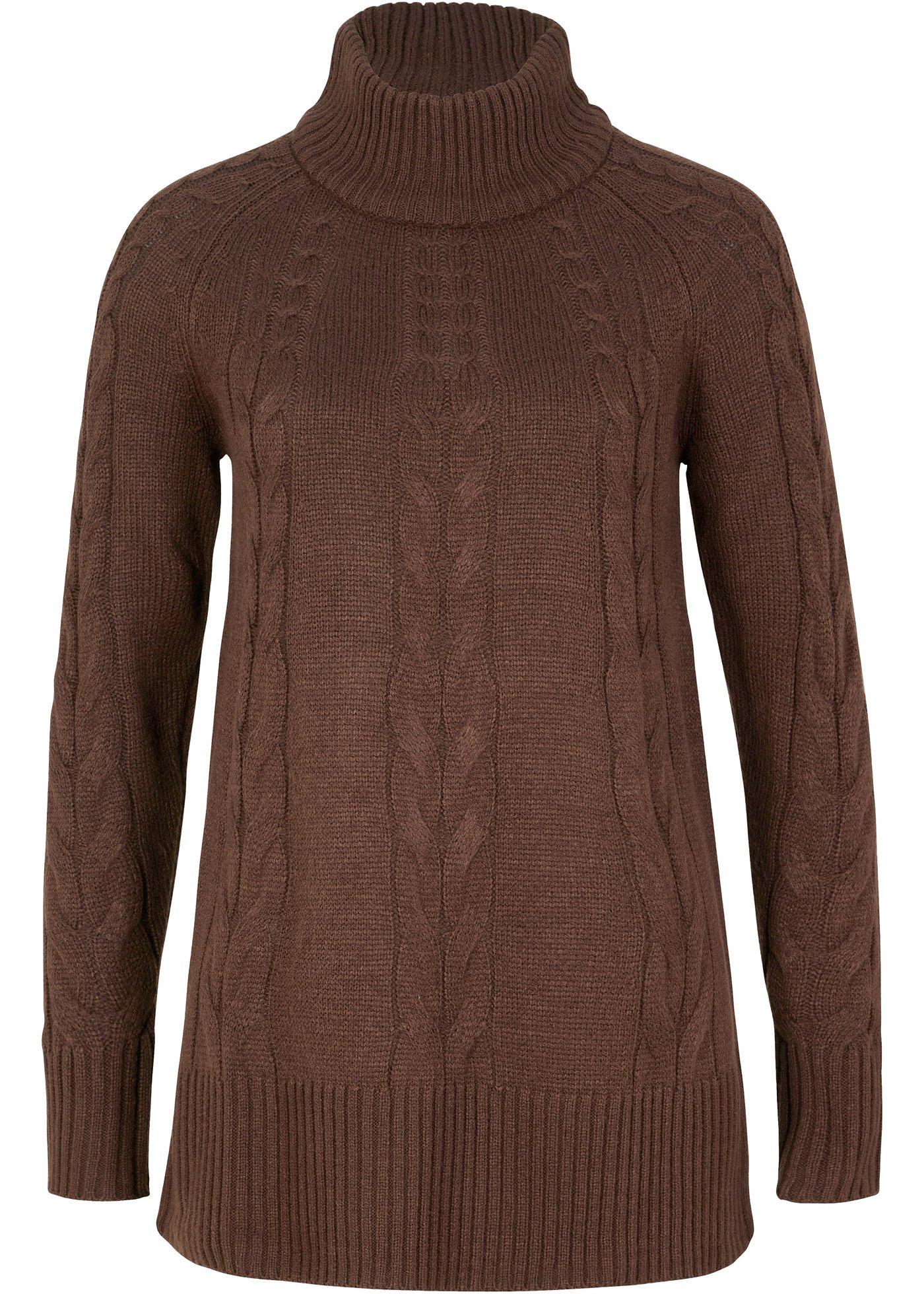 Pull col roulé à motif torsadé