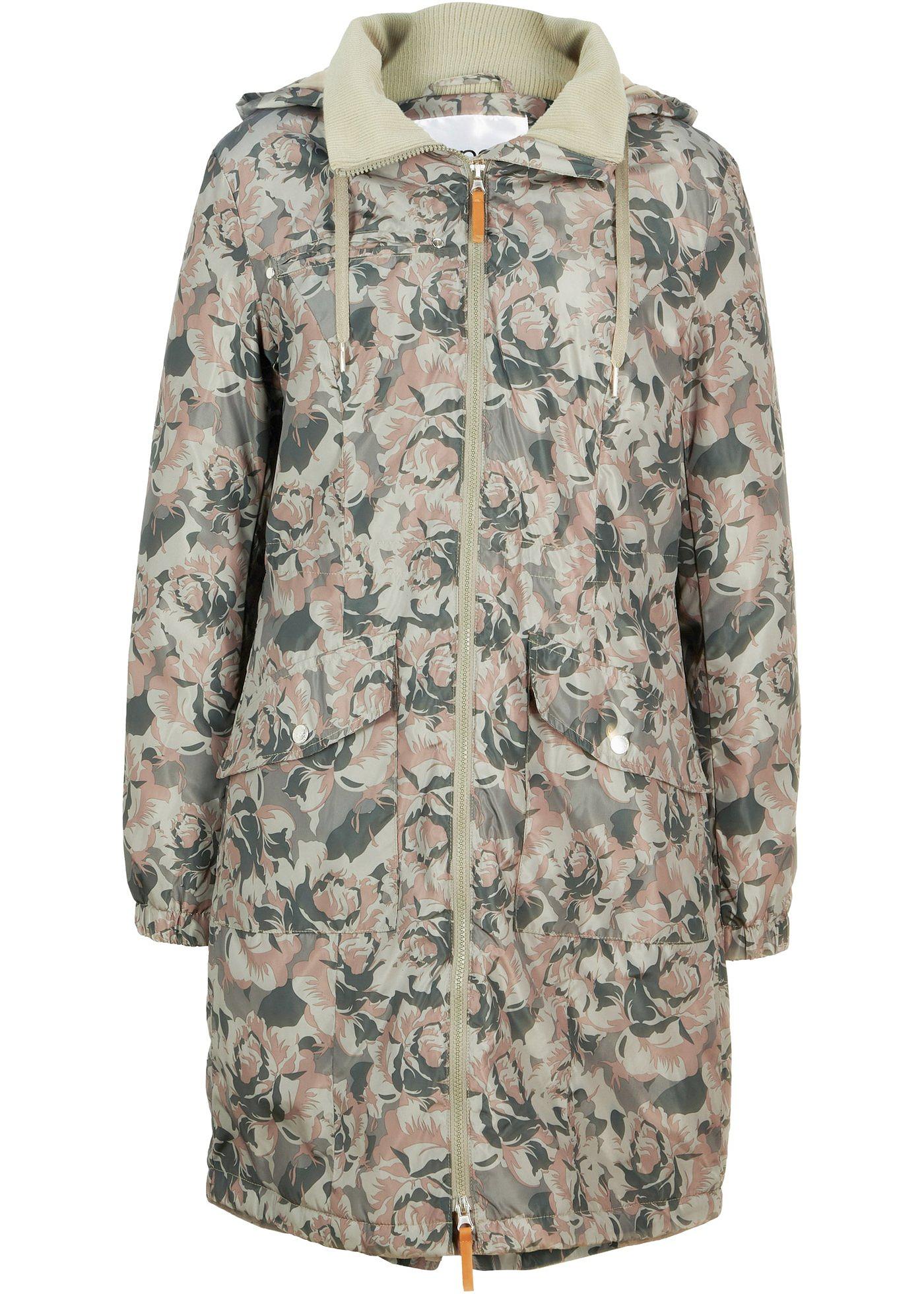 Parka avec imprimé camouflage roses, légèrement doublée