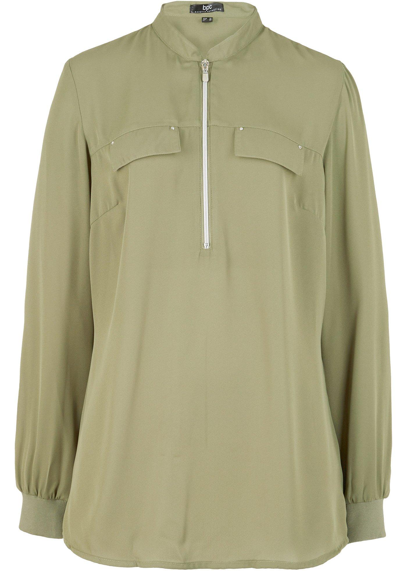 Blouse trapèze avec bords-côtes et zip