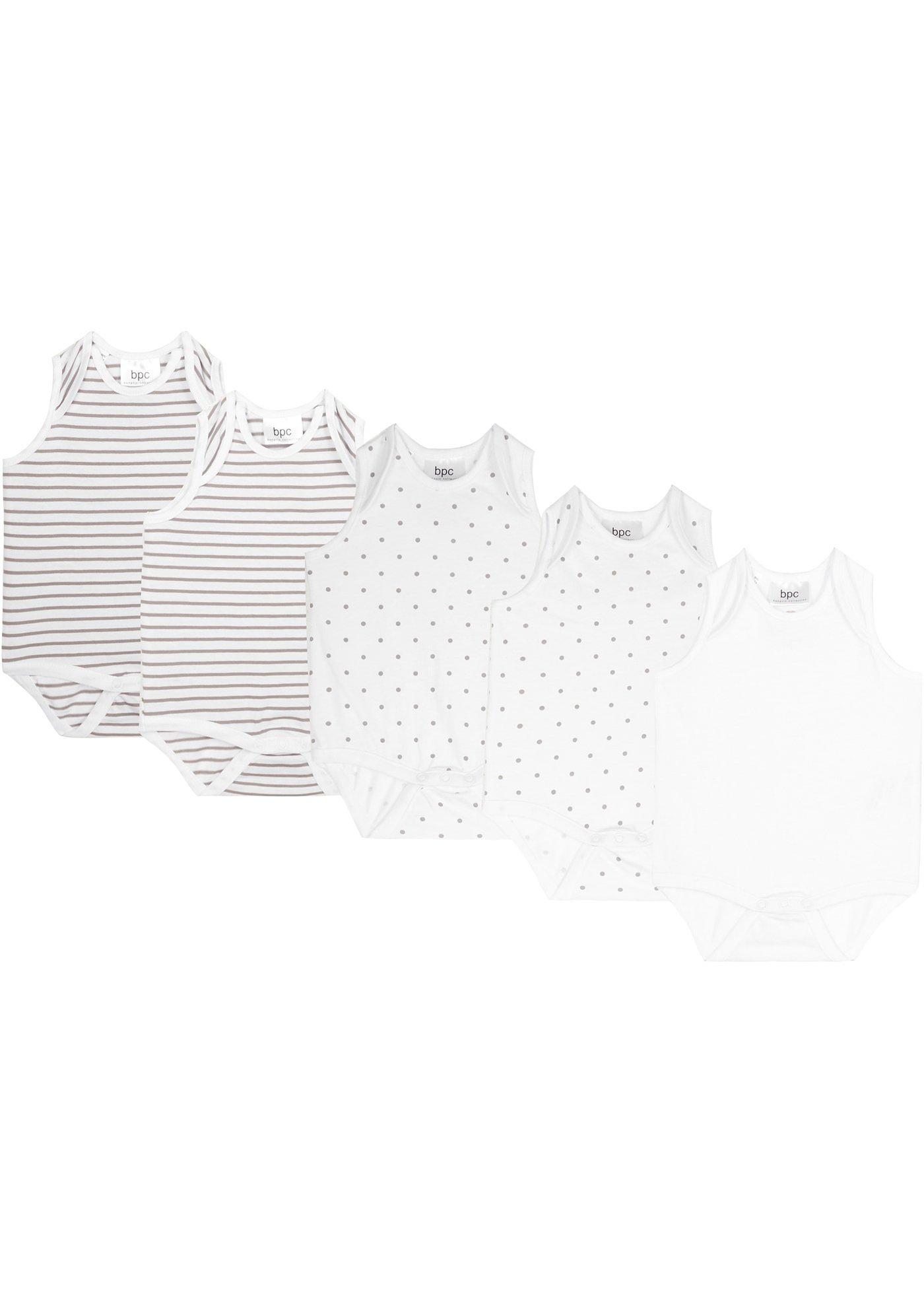 Lot de 5 bodies bébés en coton bio