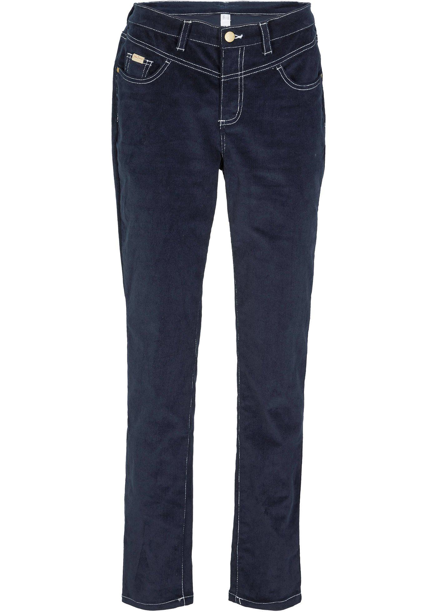 Pantalon en velours côtelé extensible Slim Fit avec coutures contrastantes