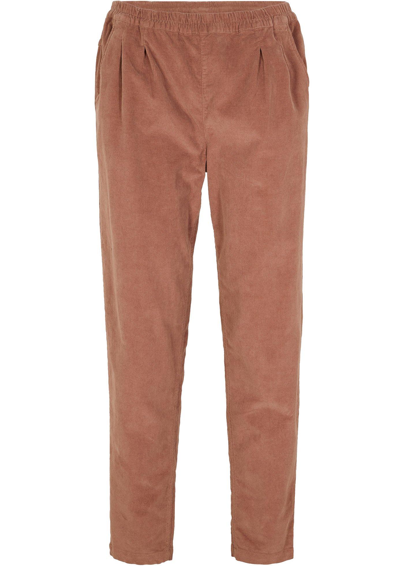 Pantalon en velours côtelé taille extensible confortable, longueur cheville