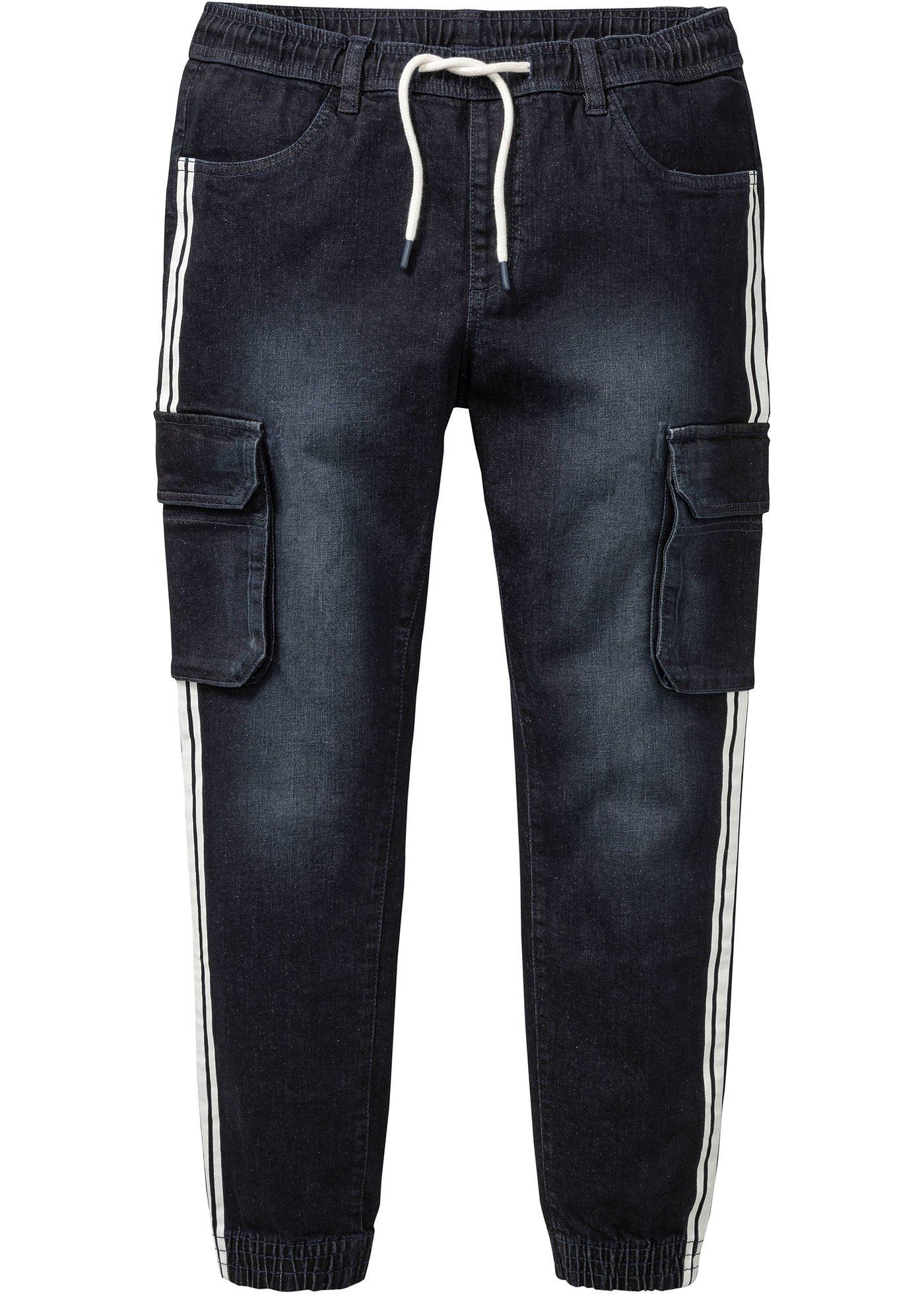 Jean cargo à taille extensible Regular Fit, Tapered