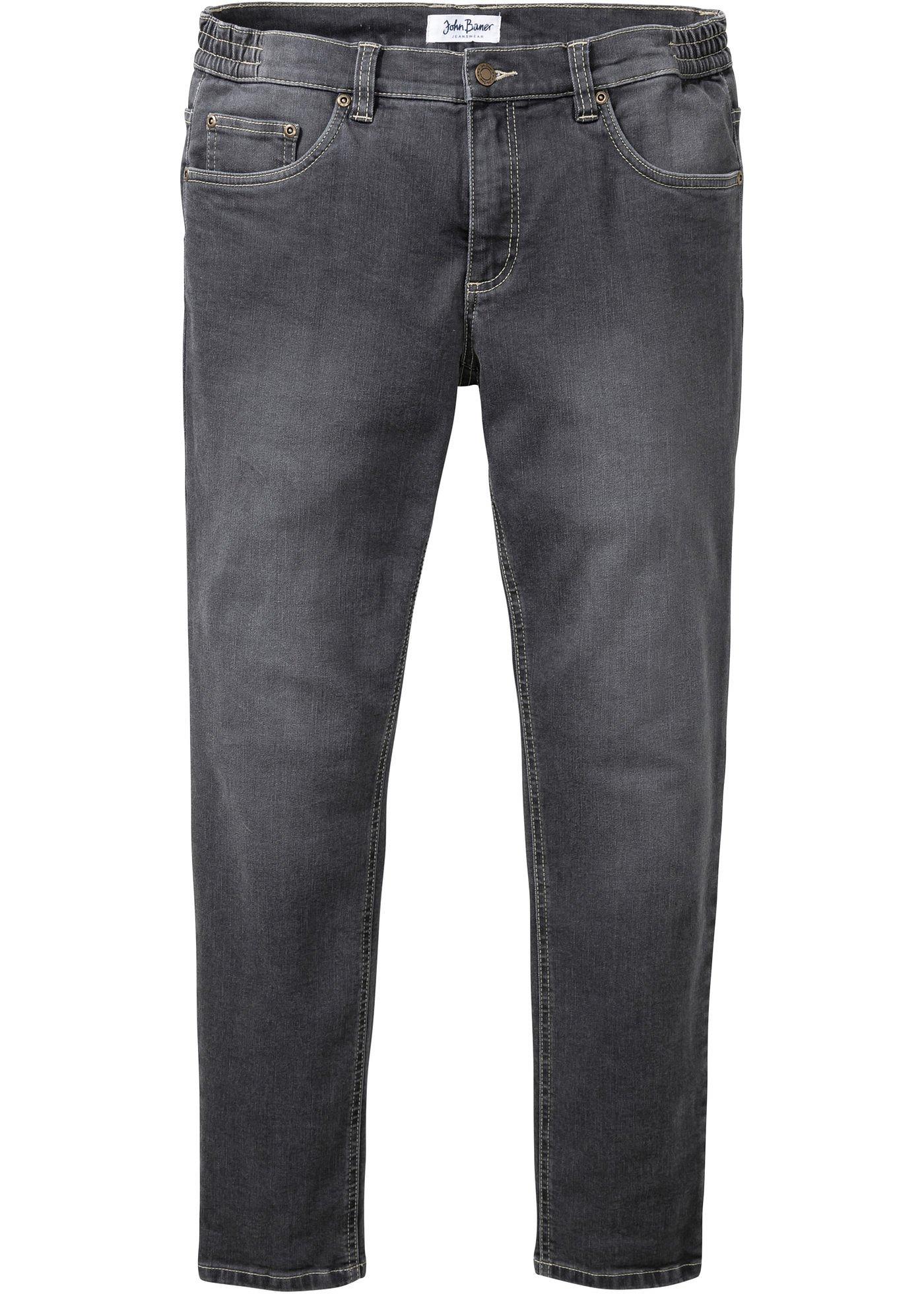 Jean thermo extensible Regular Fit avec élastique latéral, Tapered