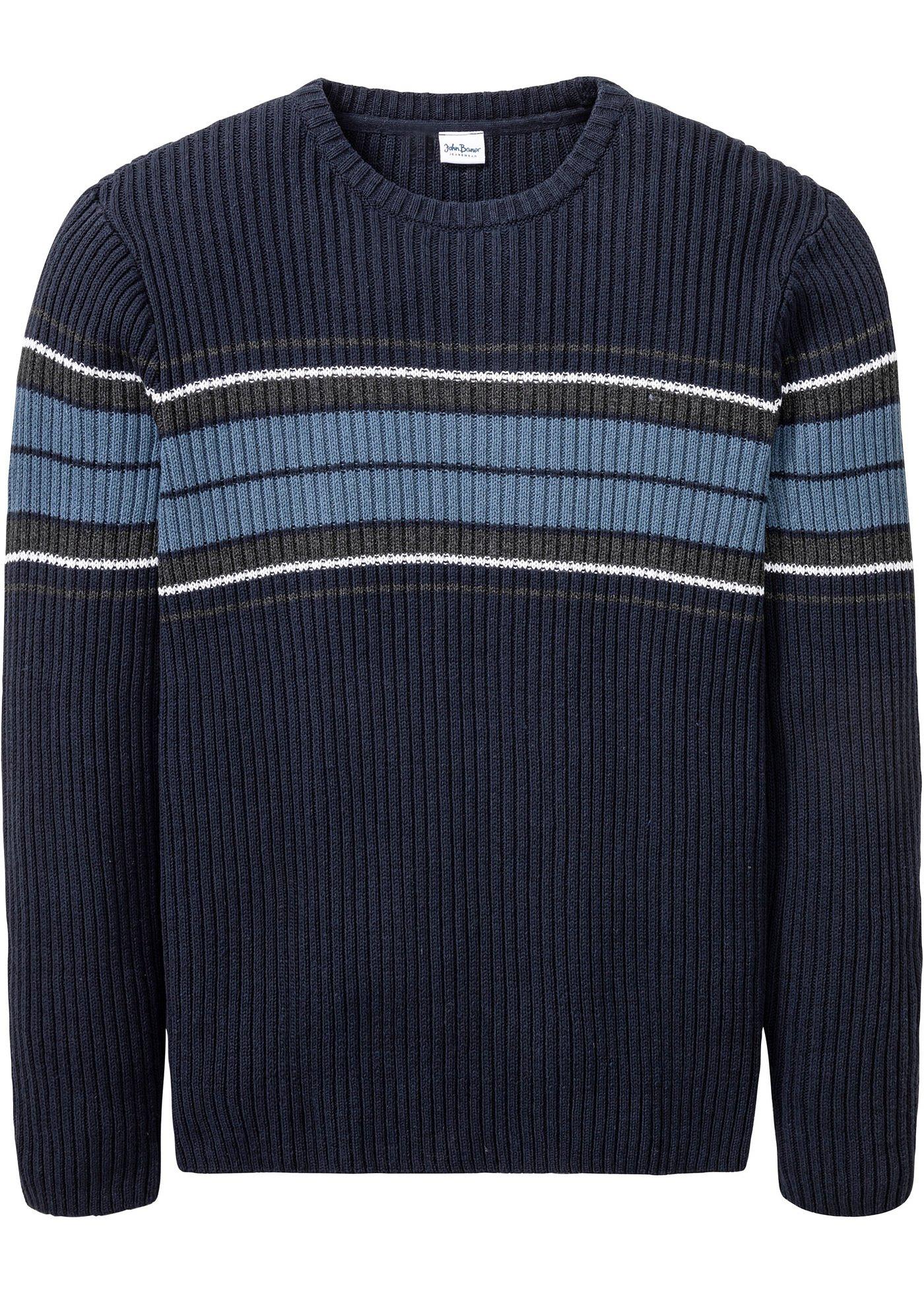 Pull avec coton recyclé en structure côtelée