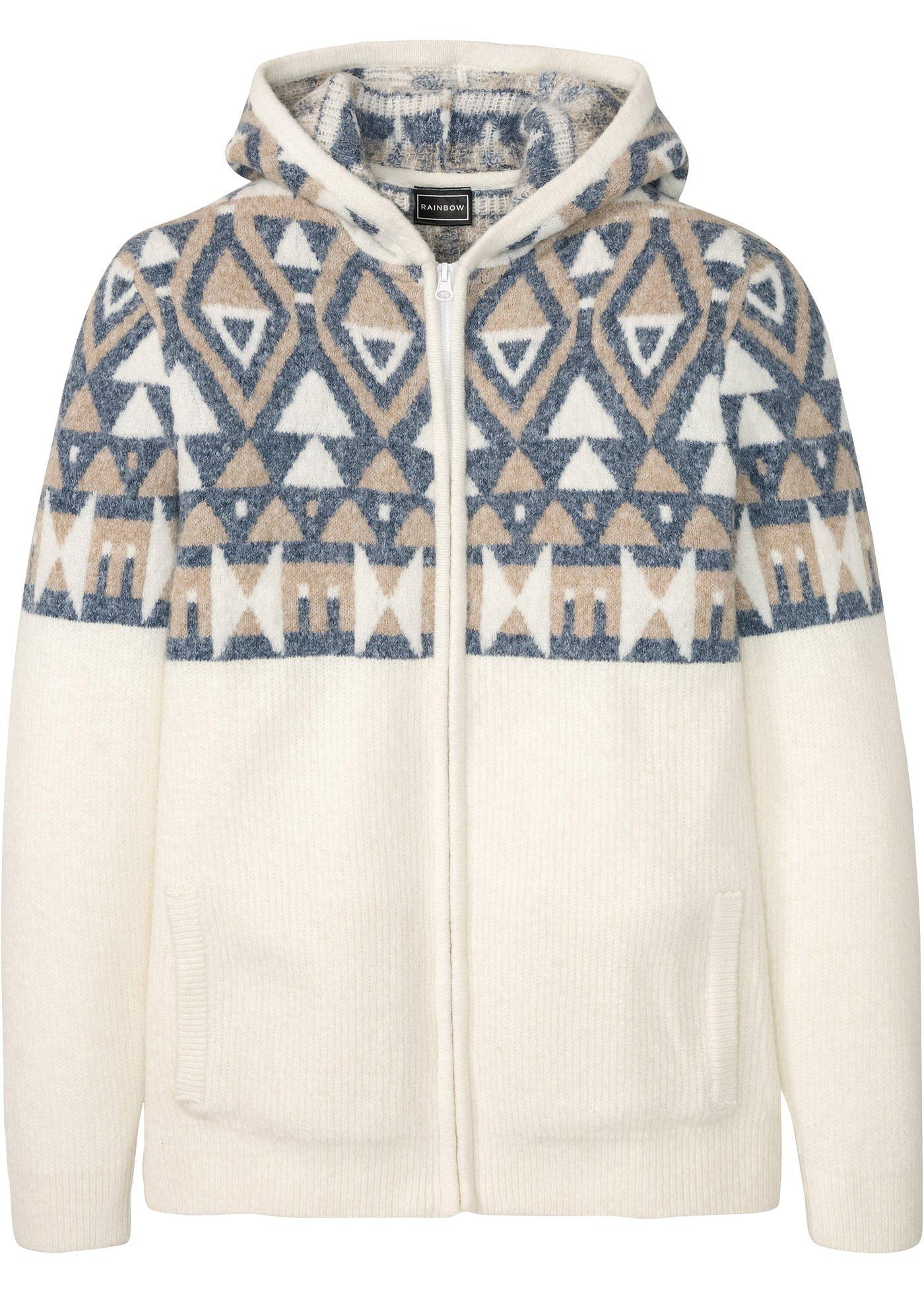 Gilet en maille norvégien avec capuche et polyester recyclé