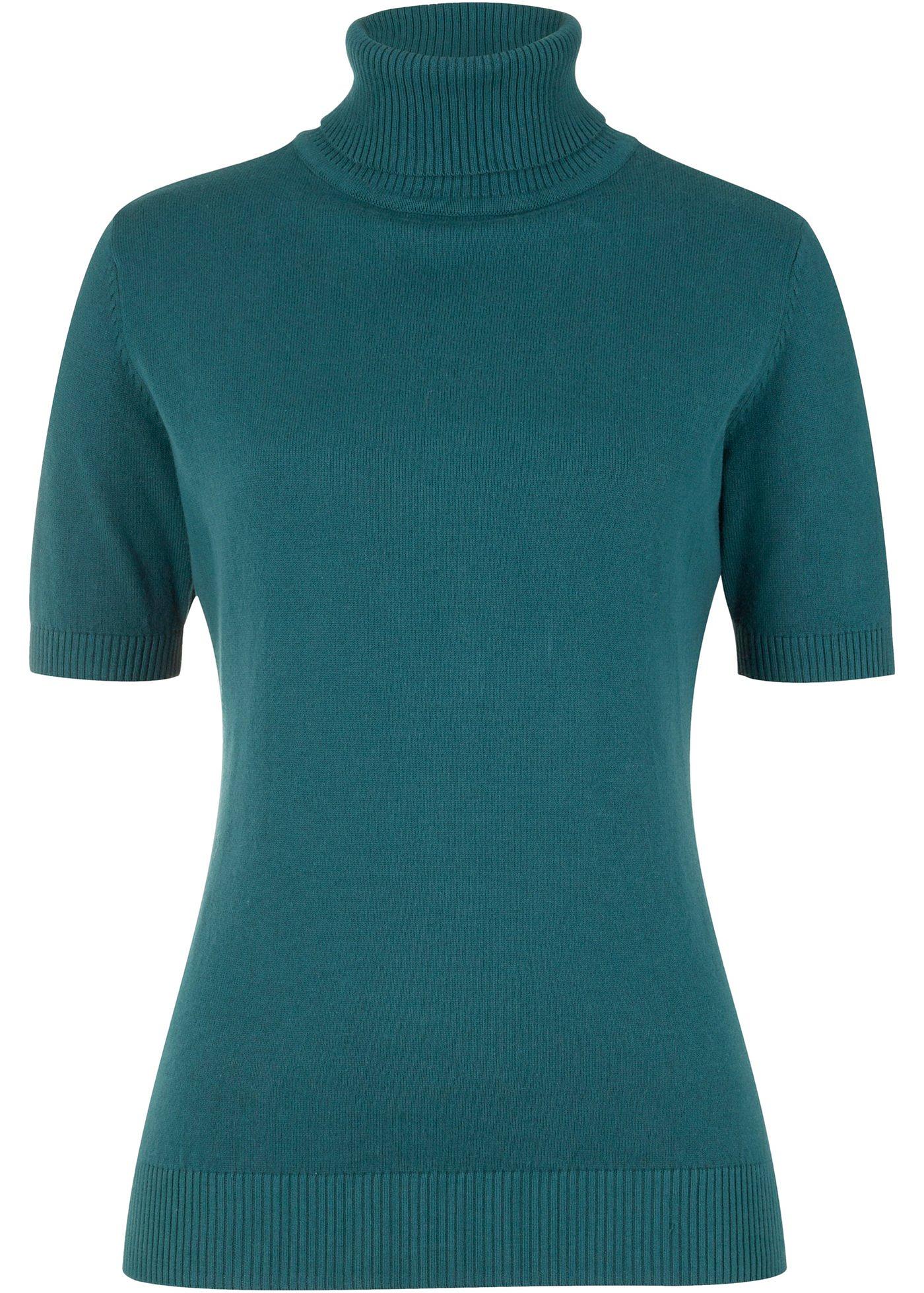 Pull col roulé, manches courtes