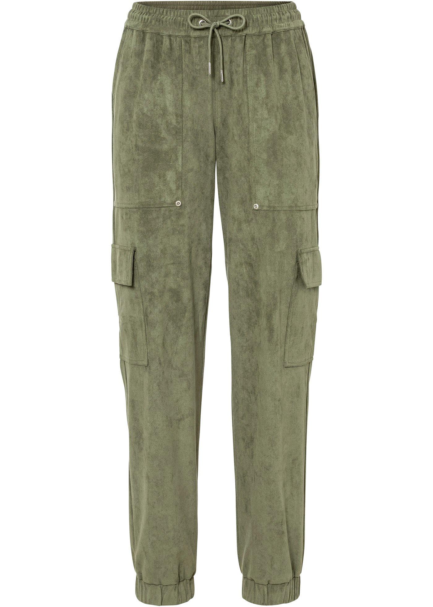 Pantalon cargo en synthétique imitation cuir velours