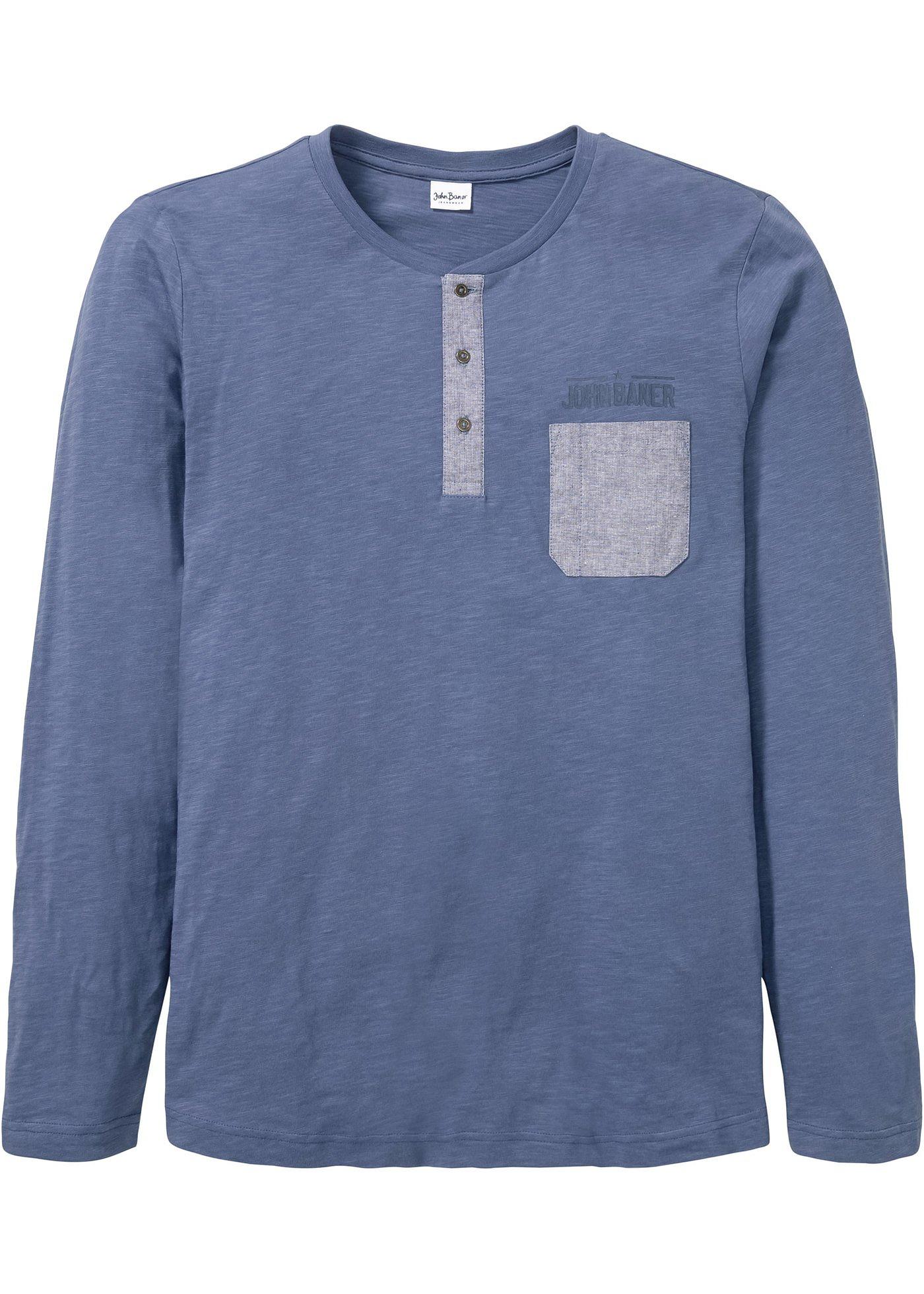 T-shirt col Henley, manches longues