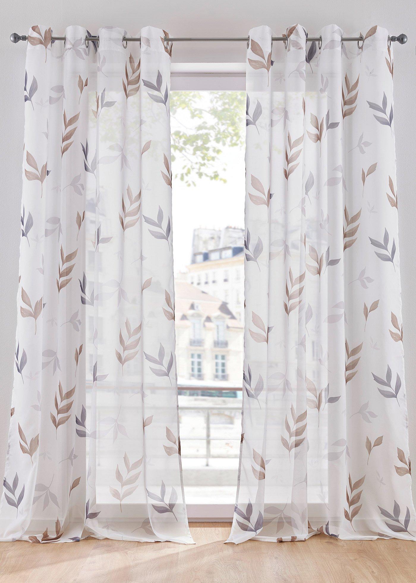 Voilage transparent à imprimé floral (1 pce.)