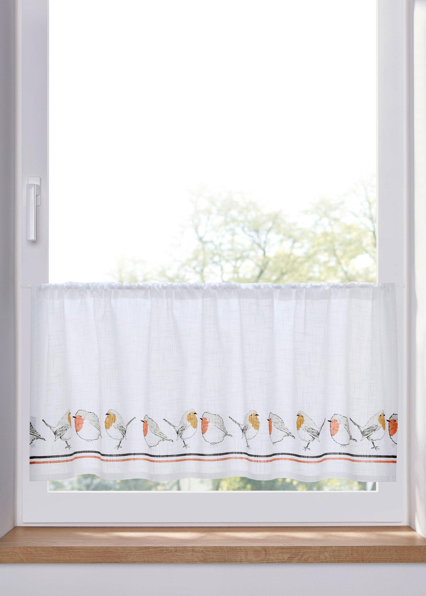 Brise-bise en coton bio avec imprimé oiseau