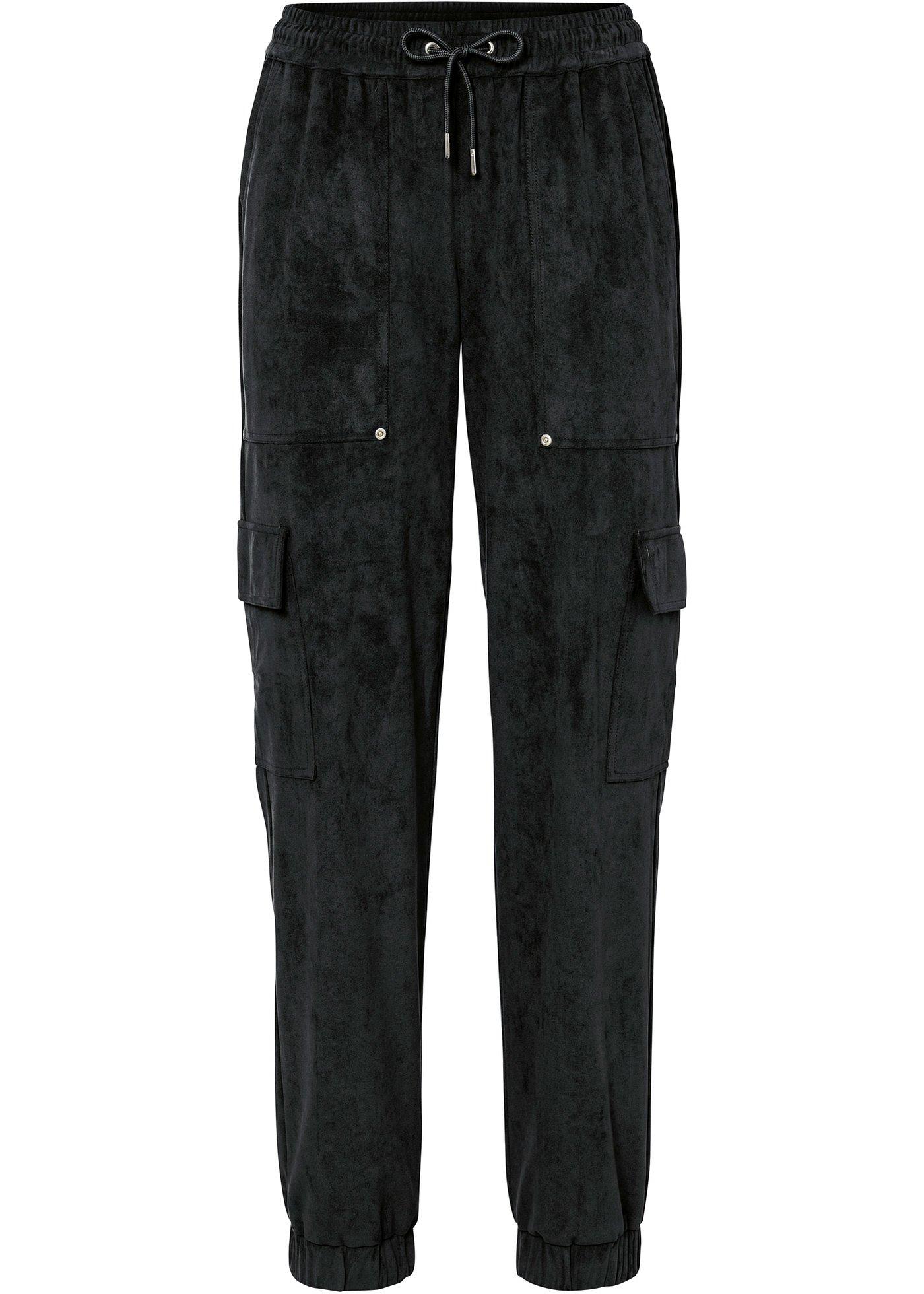 Pantalon cargo en synthétique imitation cuir velours