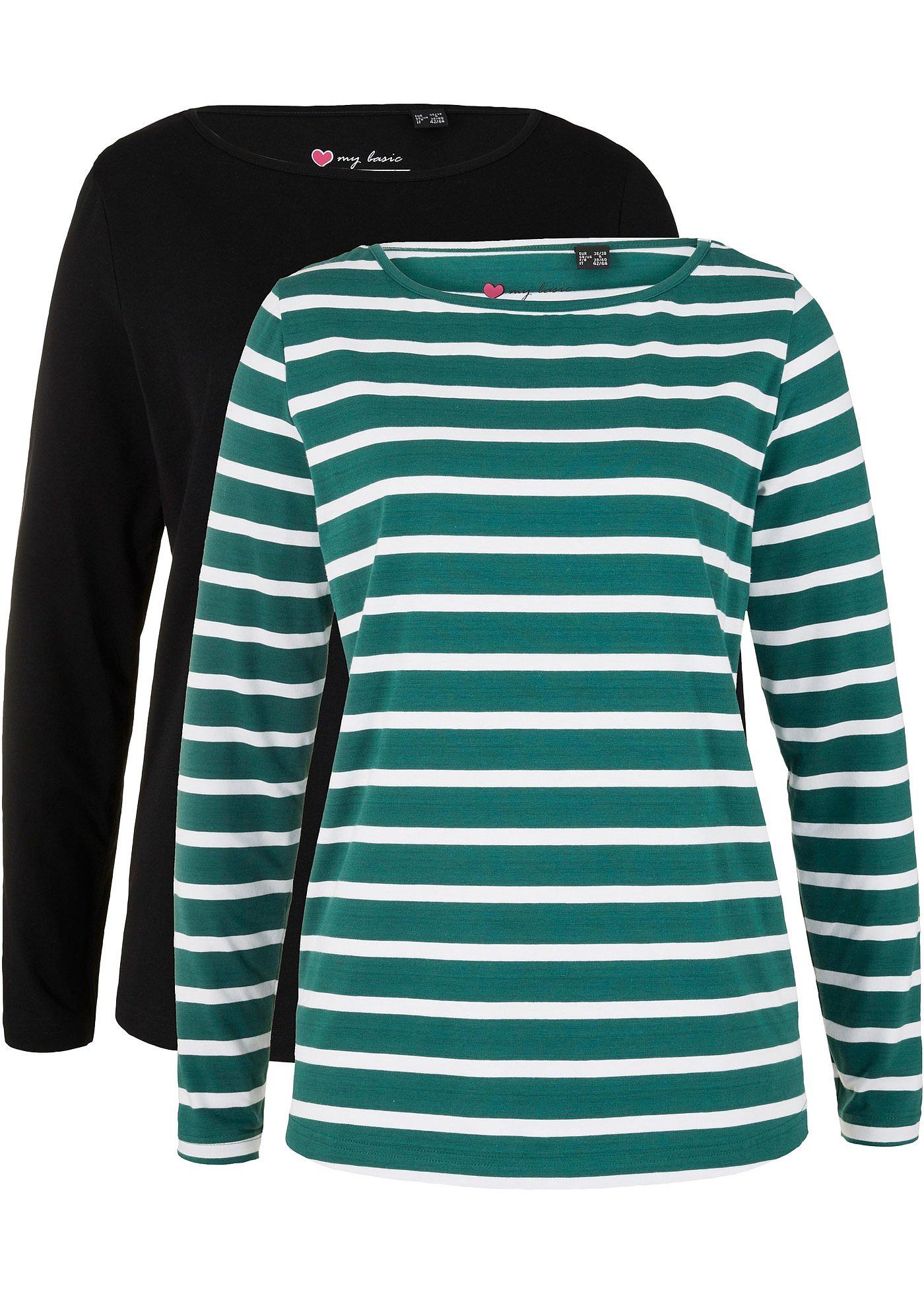 Lot de 2 T-shirts manches longues à encolure bateau