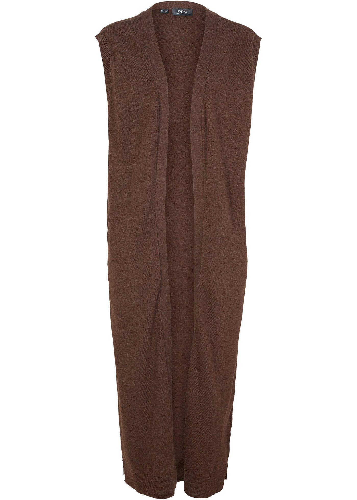 Gilet long sans manches en fine maille