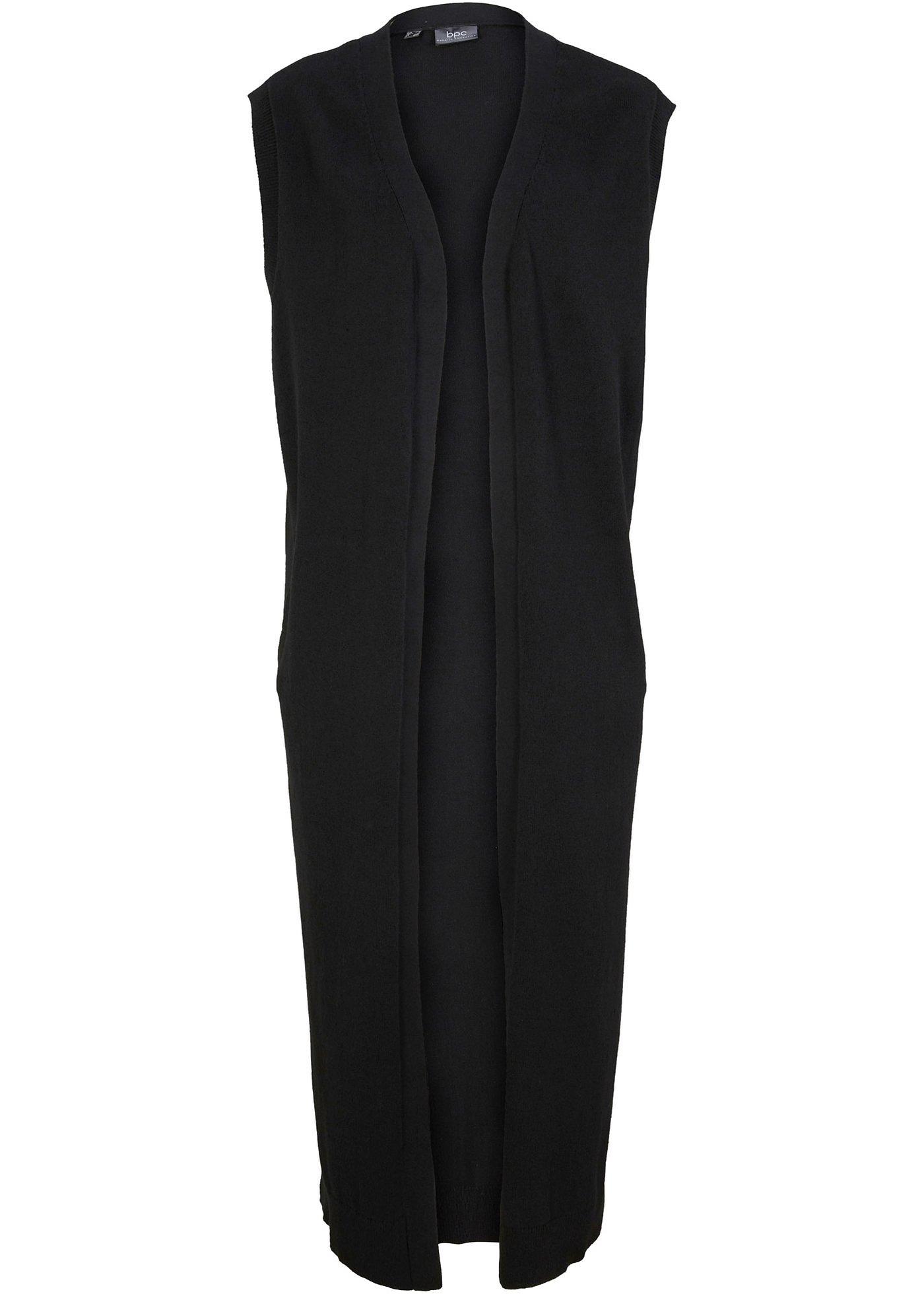 Gilet long sans manches en fine maille