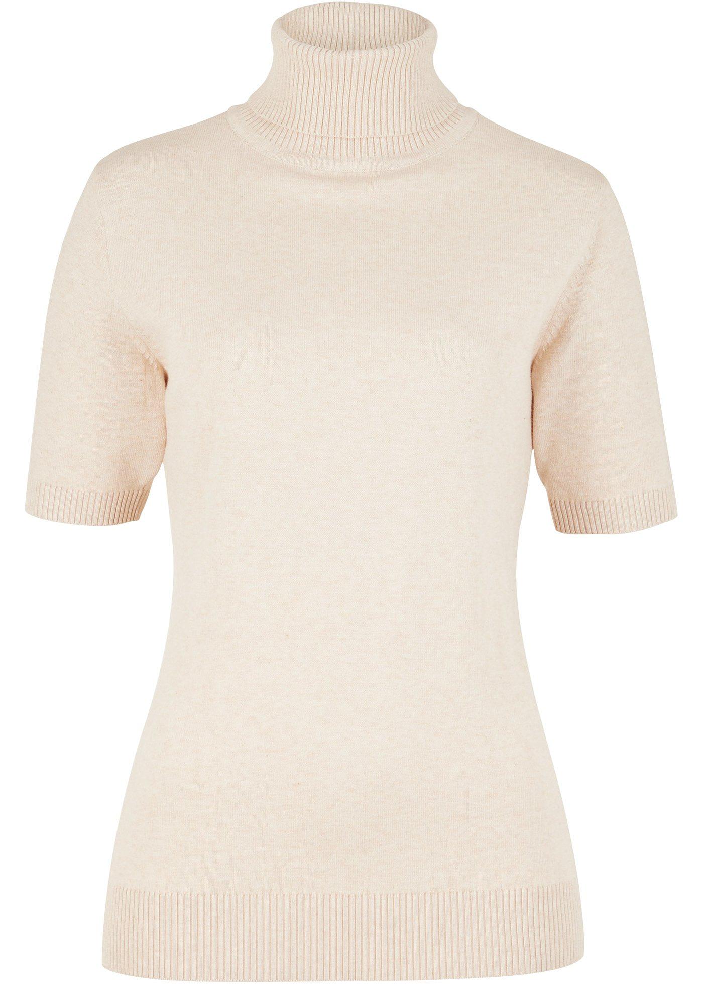 Pull col roulé, manches courtes