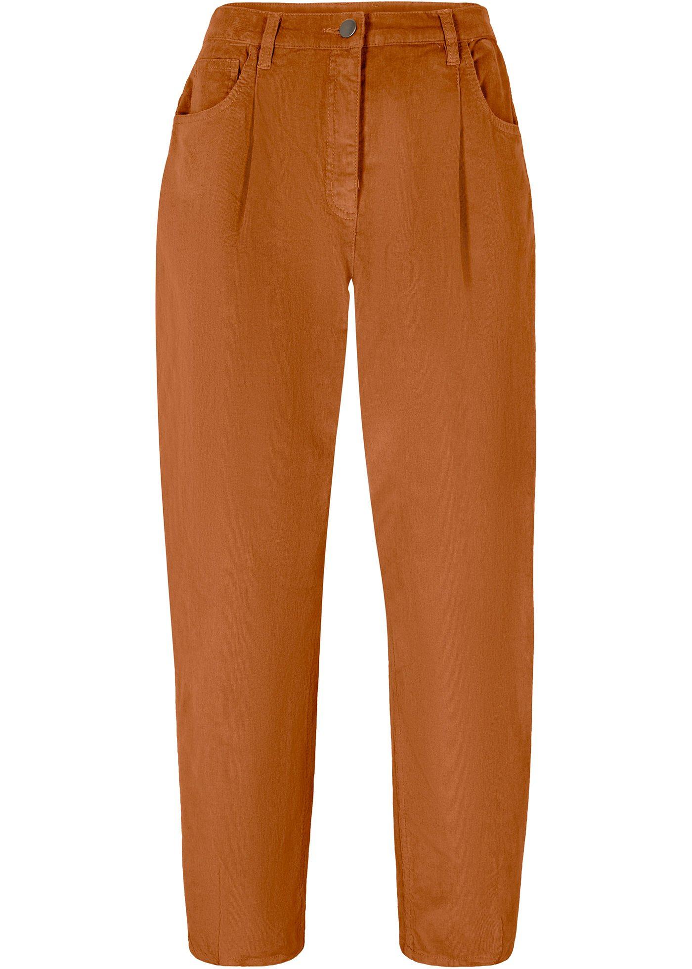 Pantalon mode en velours côtelé, coupe ample - bronze