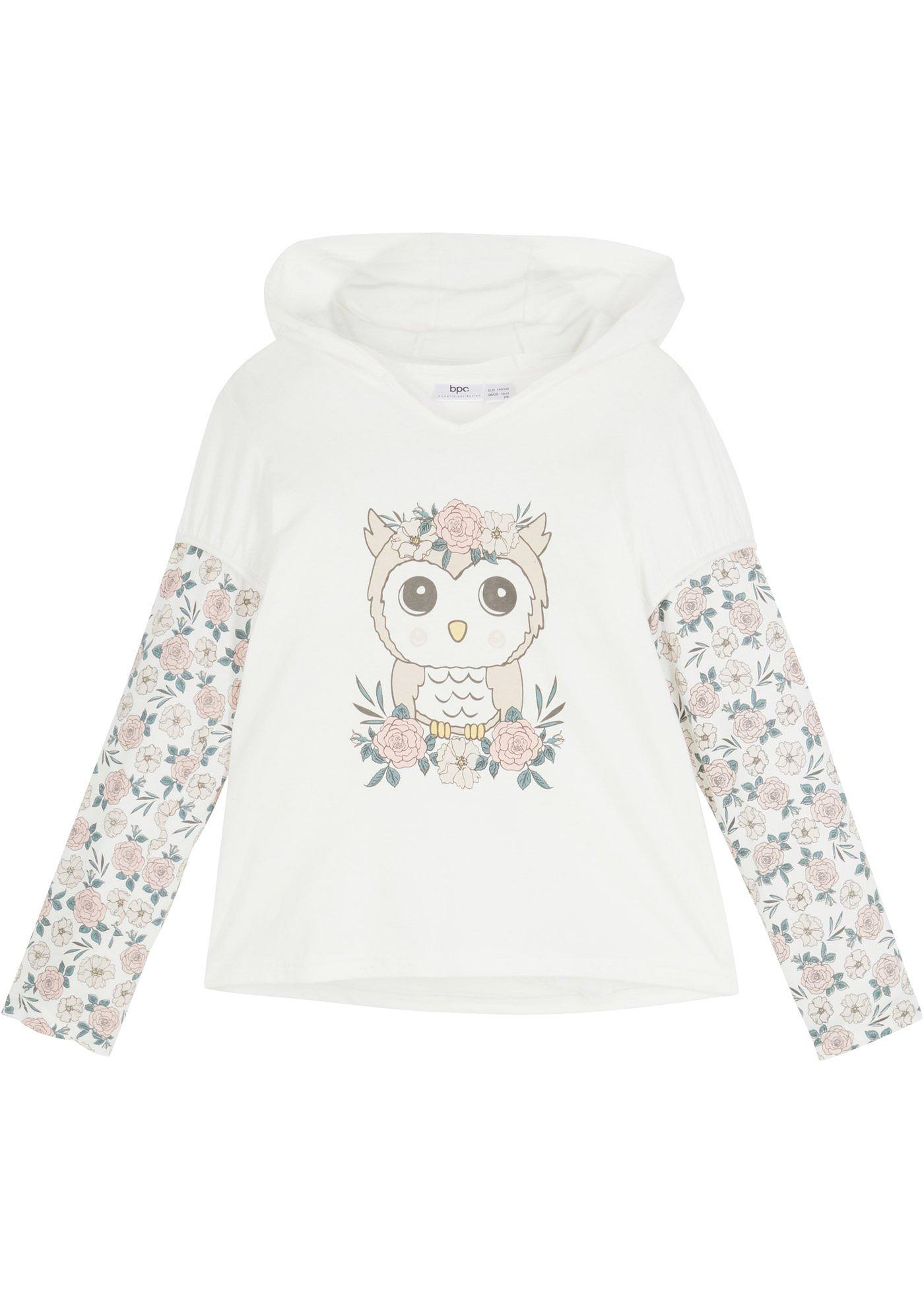 T-shirt fille à manches longues et capuche