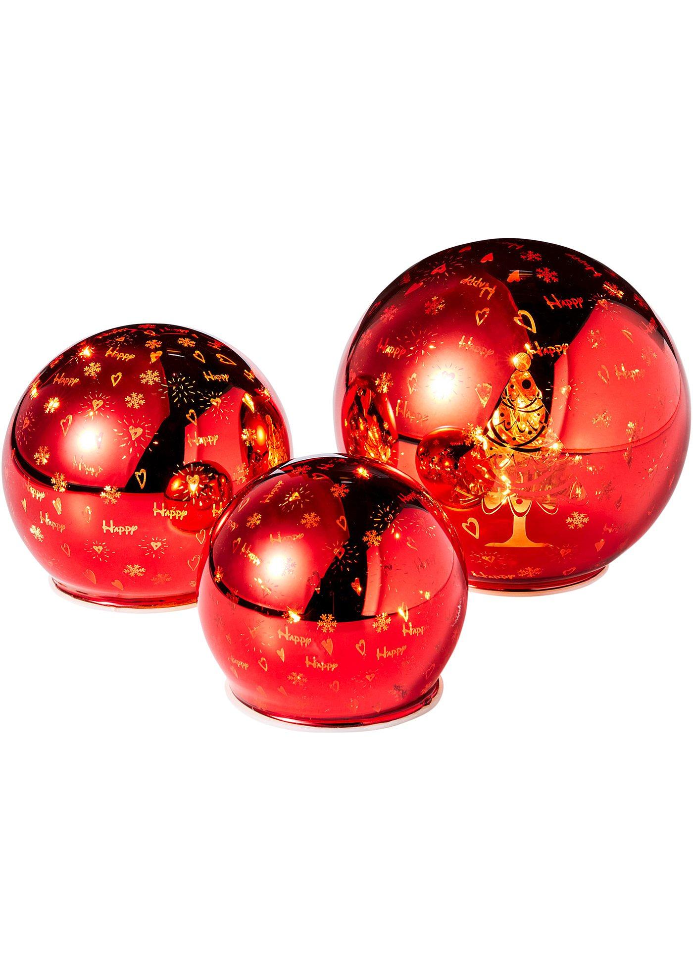 Objet déco LED boules (Ens. 3 pces.)