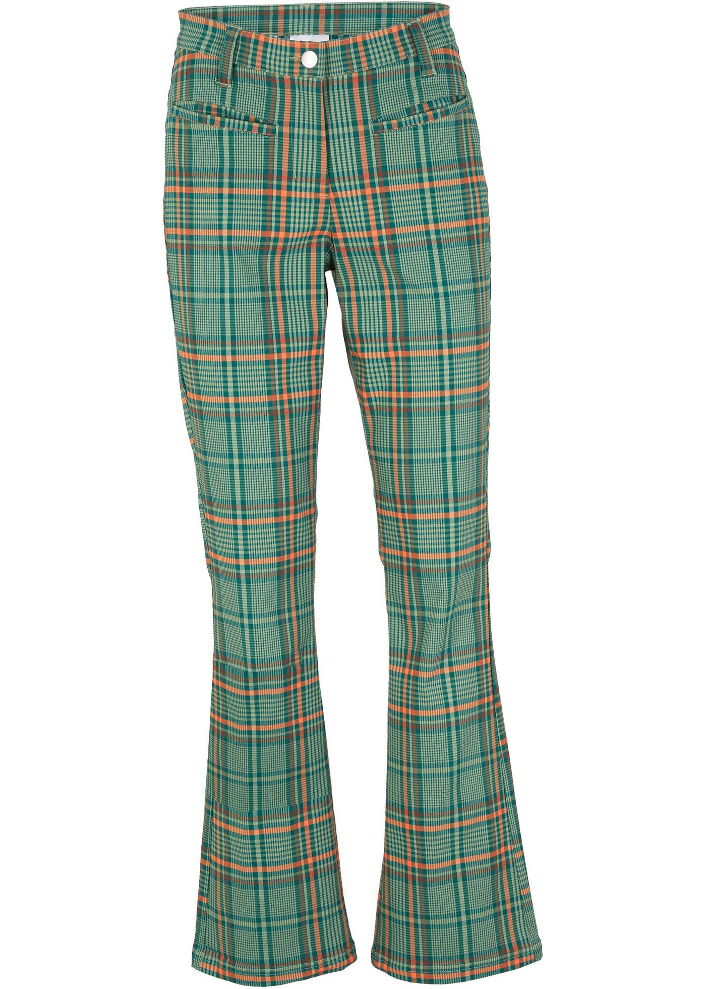 Pantalon en bengaline à carreaux, Wide Leg