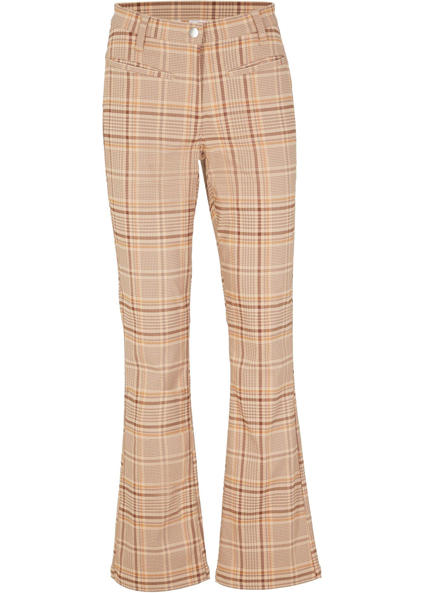 Pantalon en bengaline à carreaux, Wide Leg