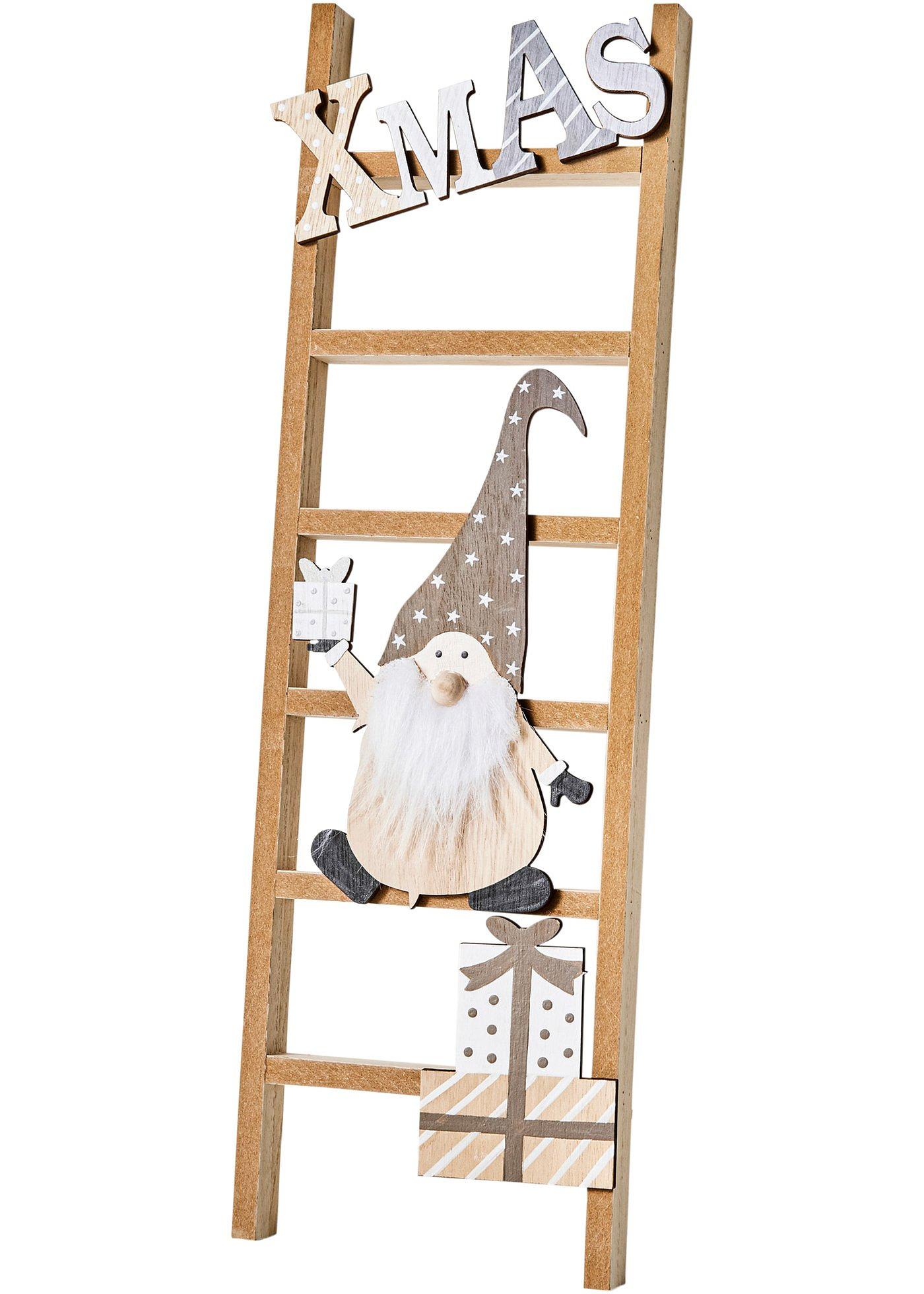 Objet déco lutin de Noël sur une échelle