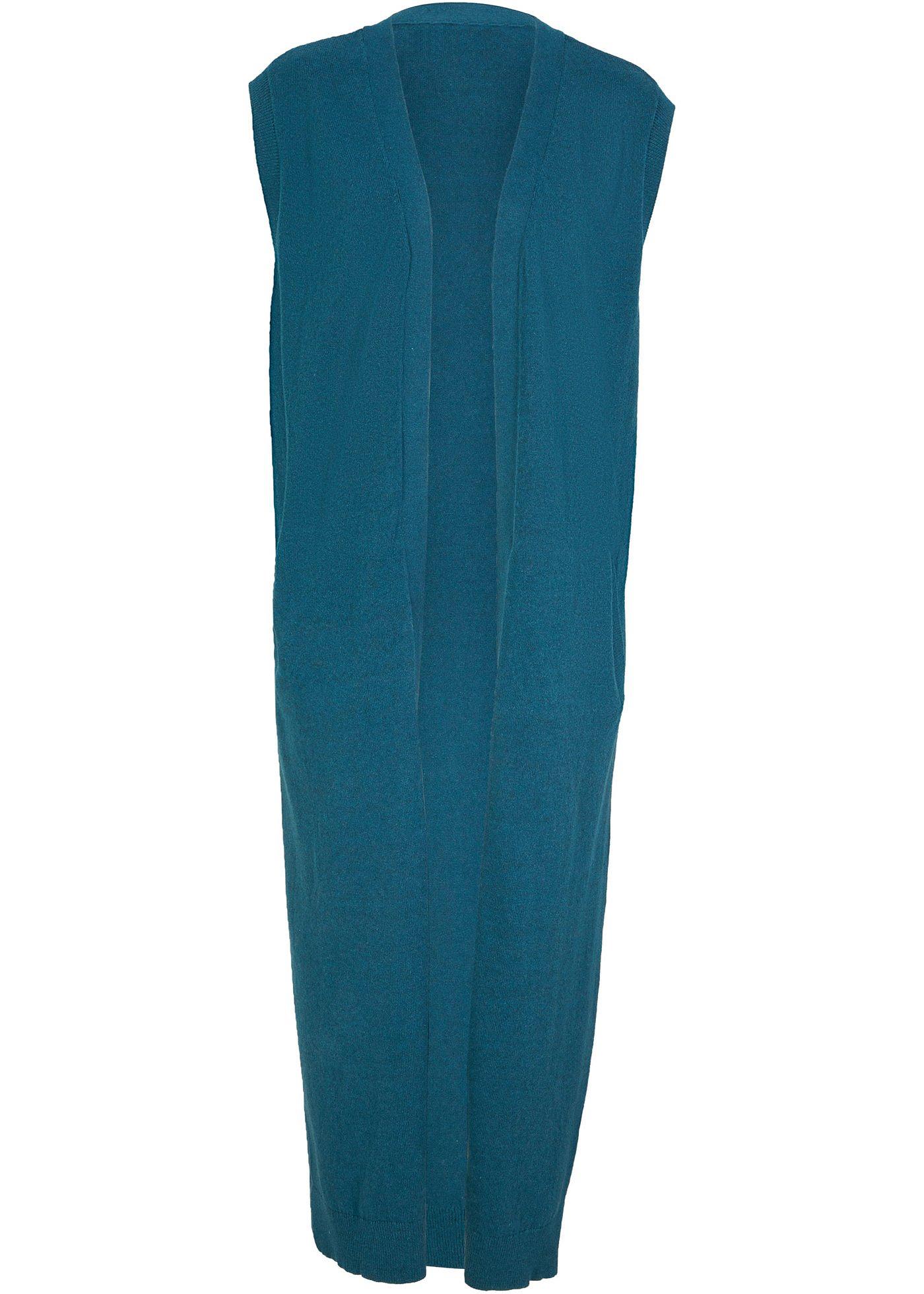 Gilet long sans manches en fine maille