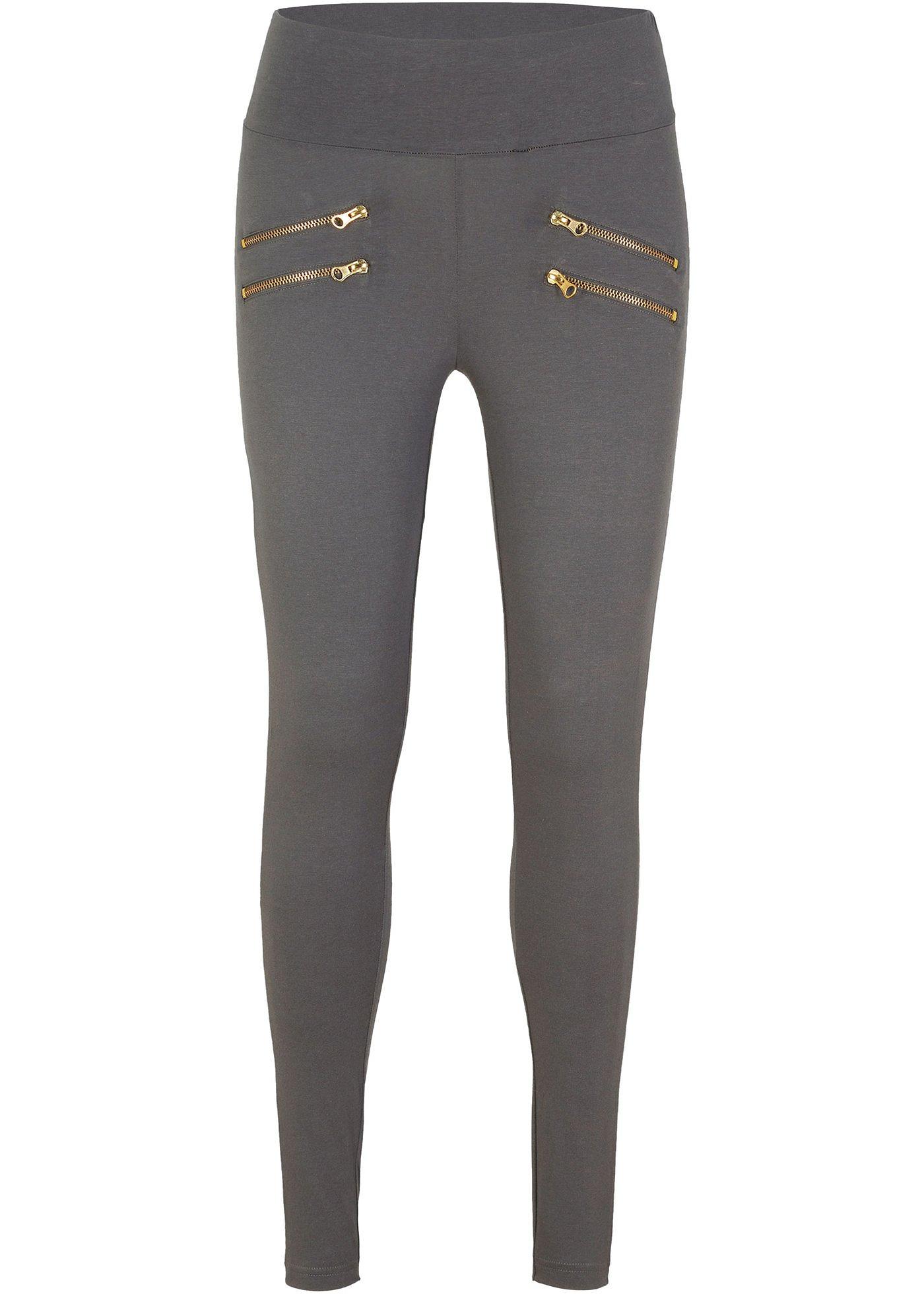 Legging avec taille confortable et zips décoratifs
