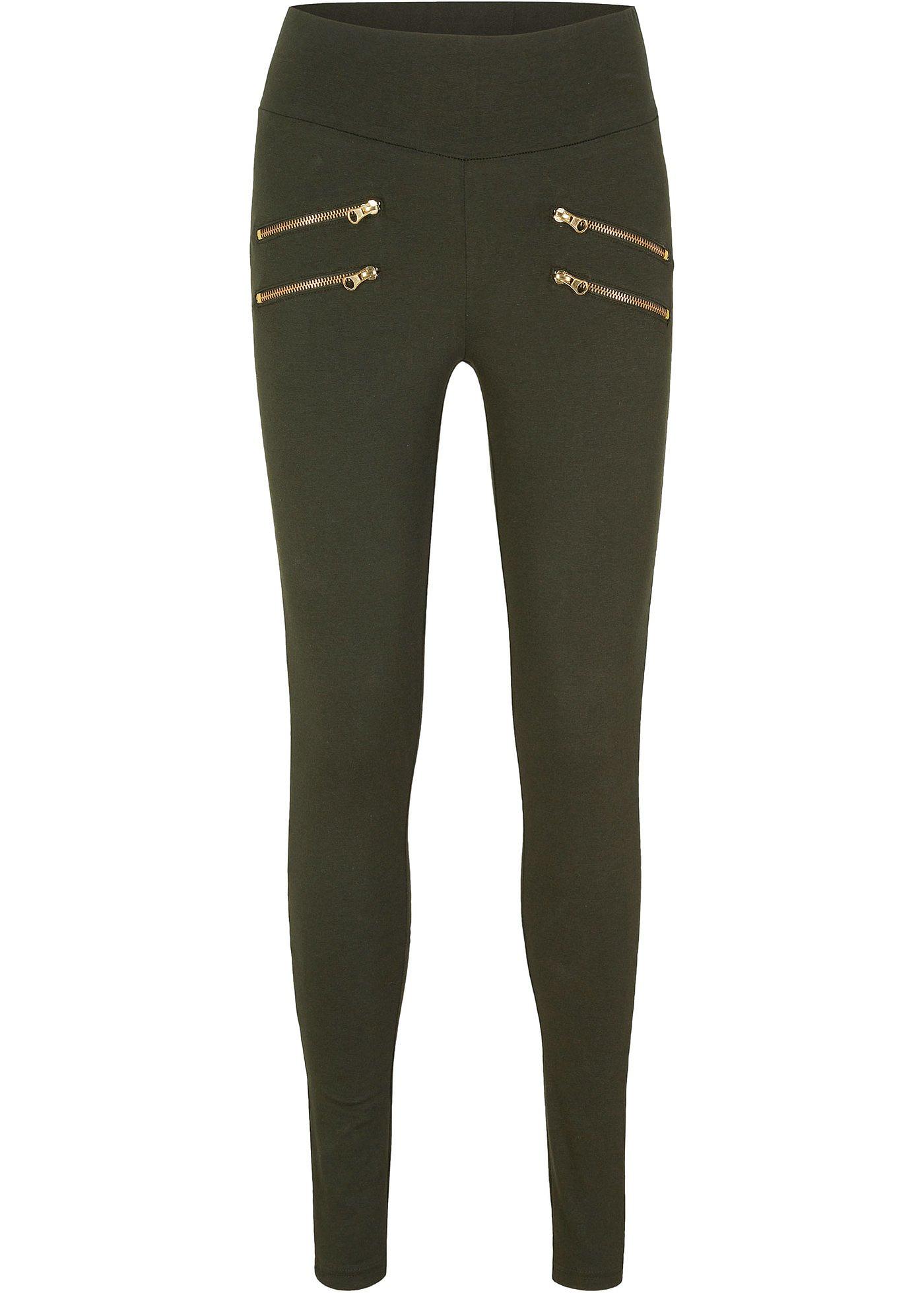 Legging avec taille confortable et zips décoratifs