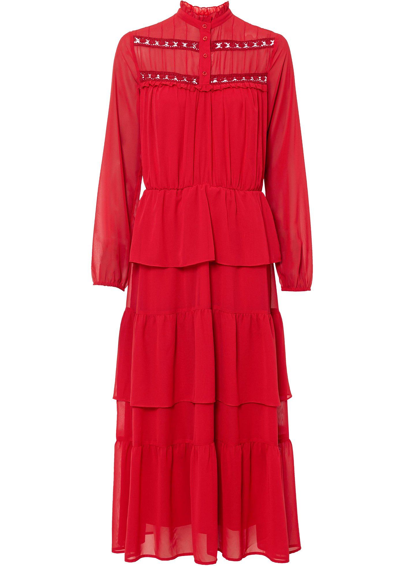 Robe longue en chiffon à volants