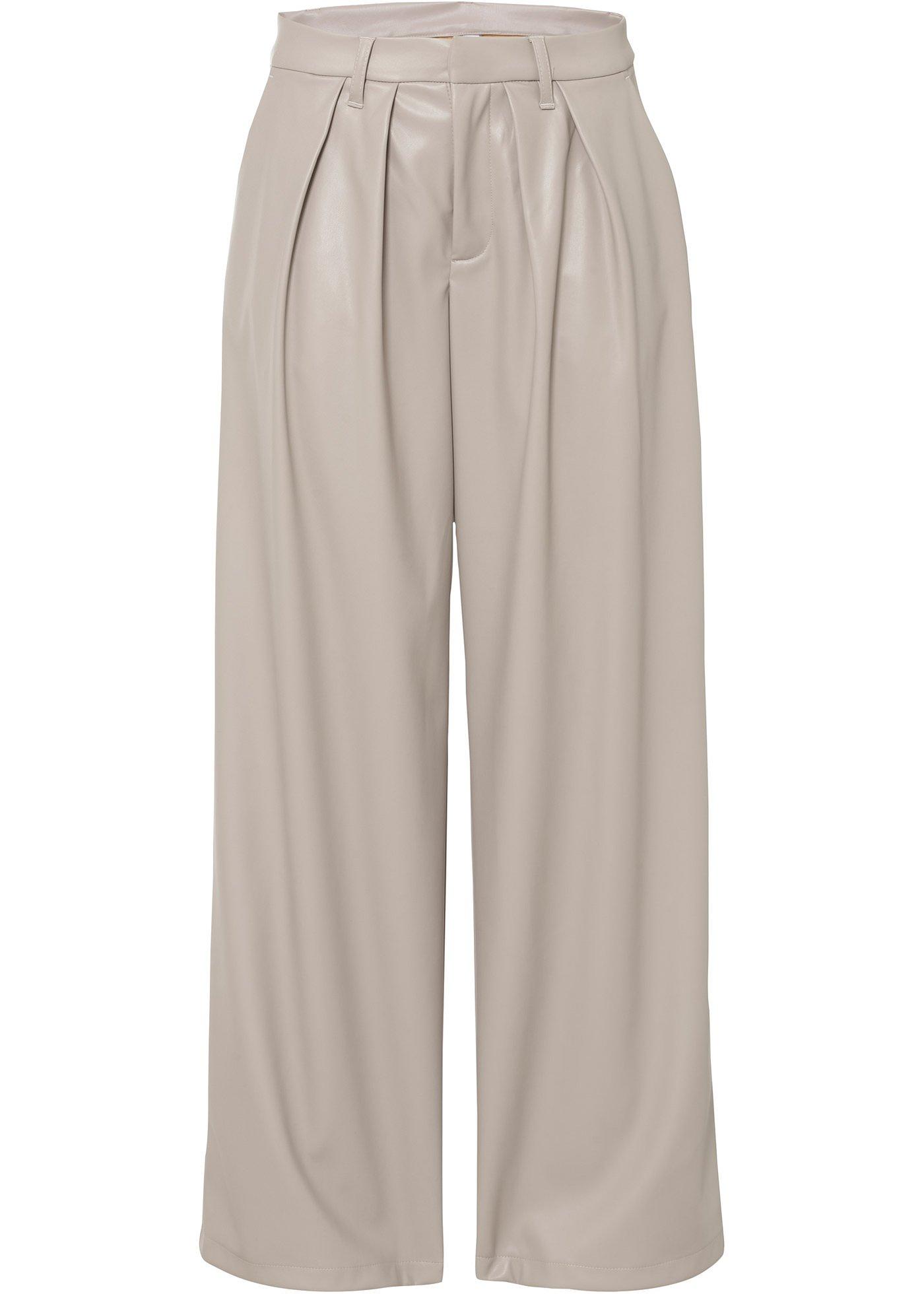 Pantalon à pinces en synthétique imitation cuir