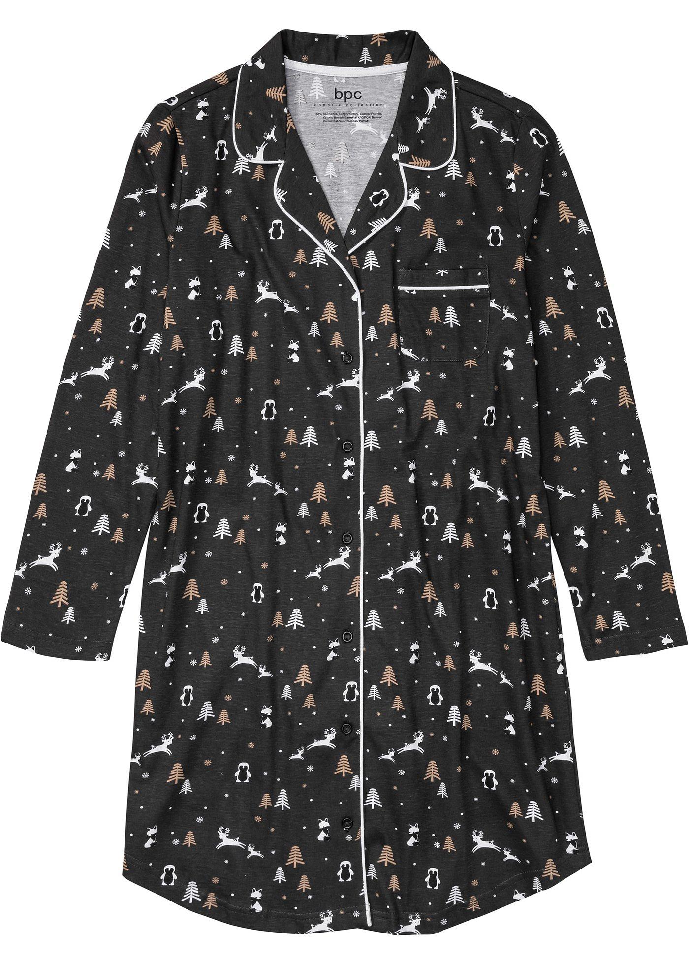 Chemise de nuit avec patte de boutonnage