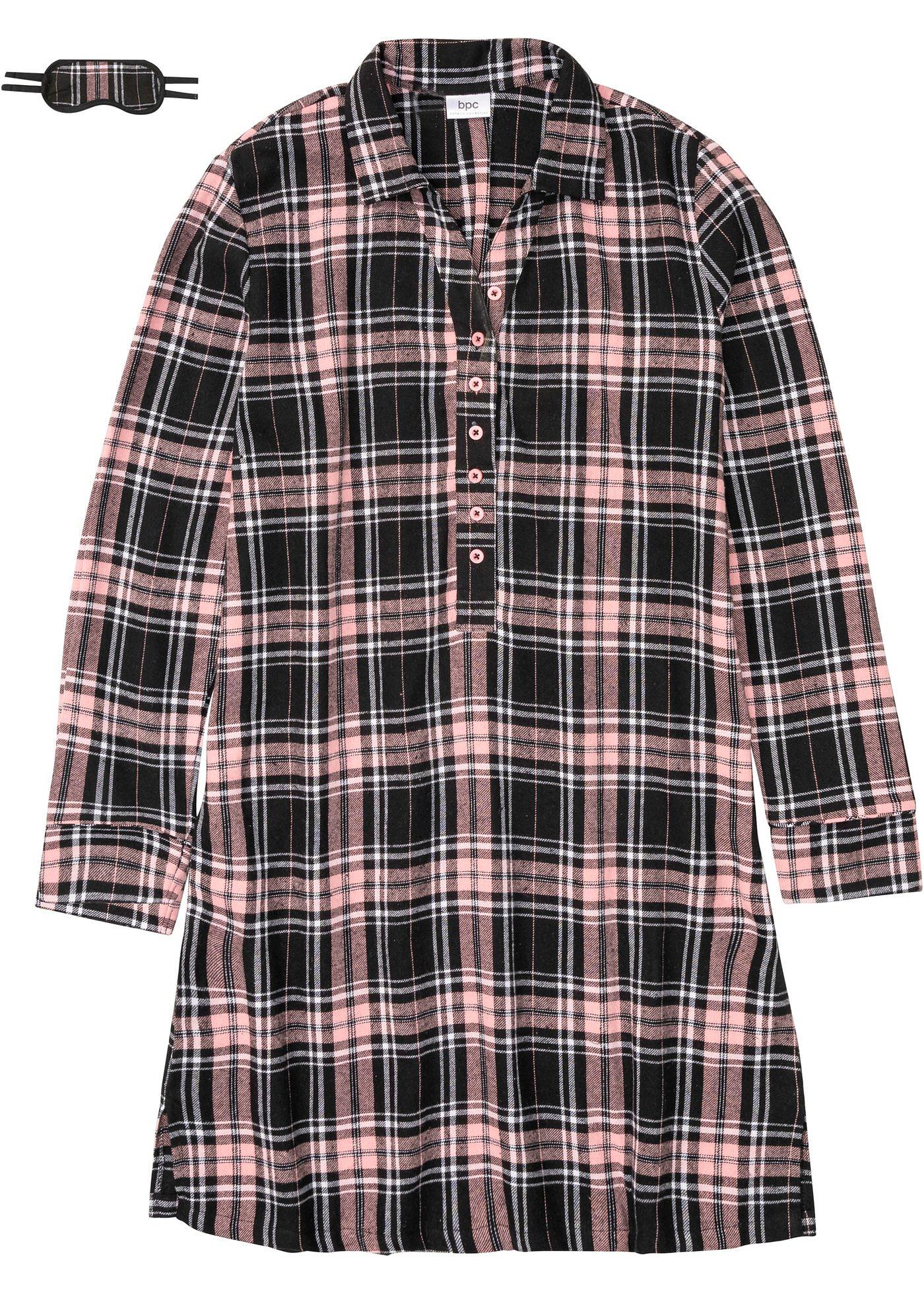 Chemise de nuit tissée en flanelle avec masque de nuit