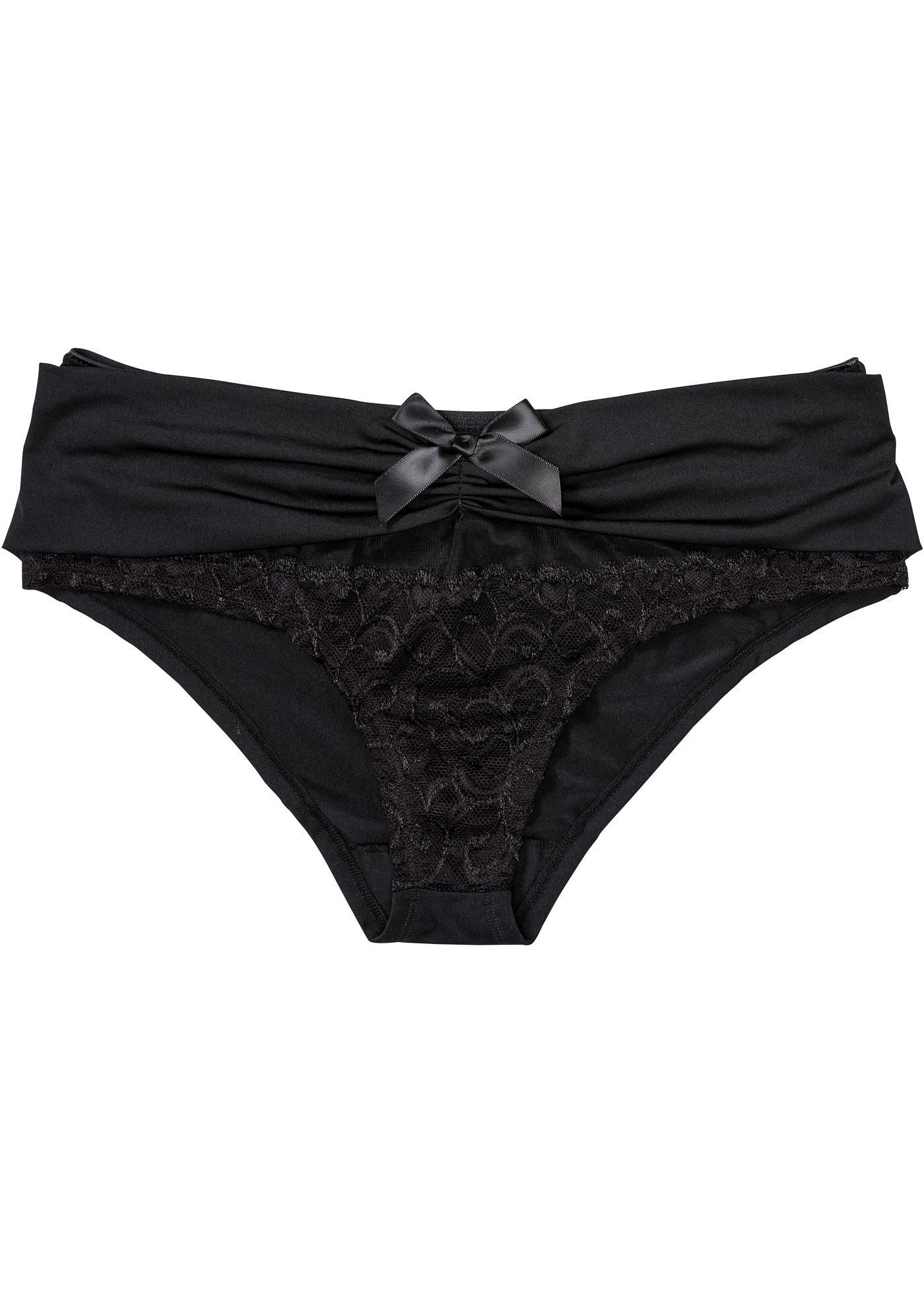 Culotte midi dentelle - lot de 3, noir