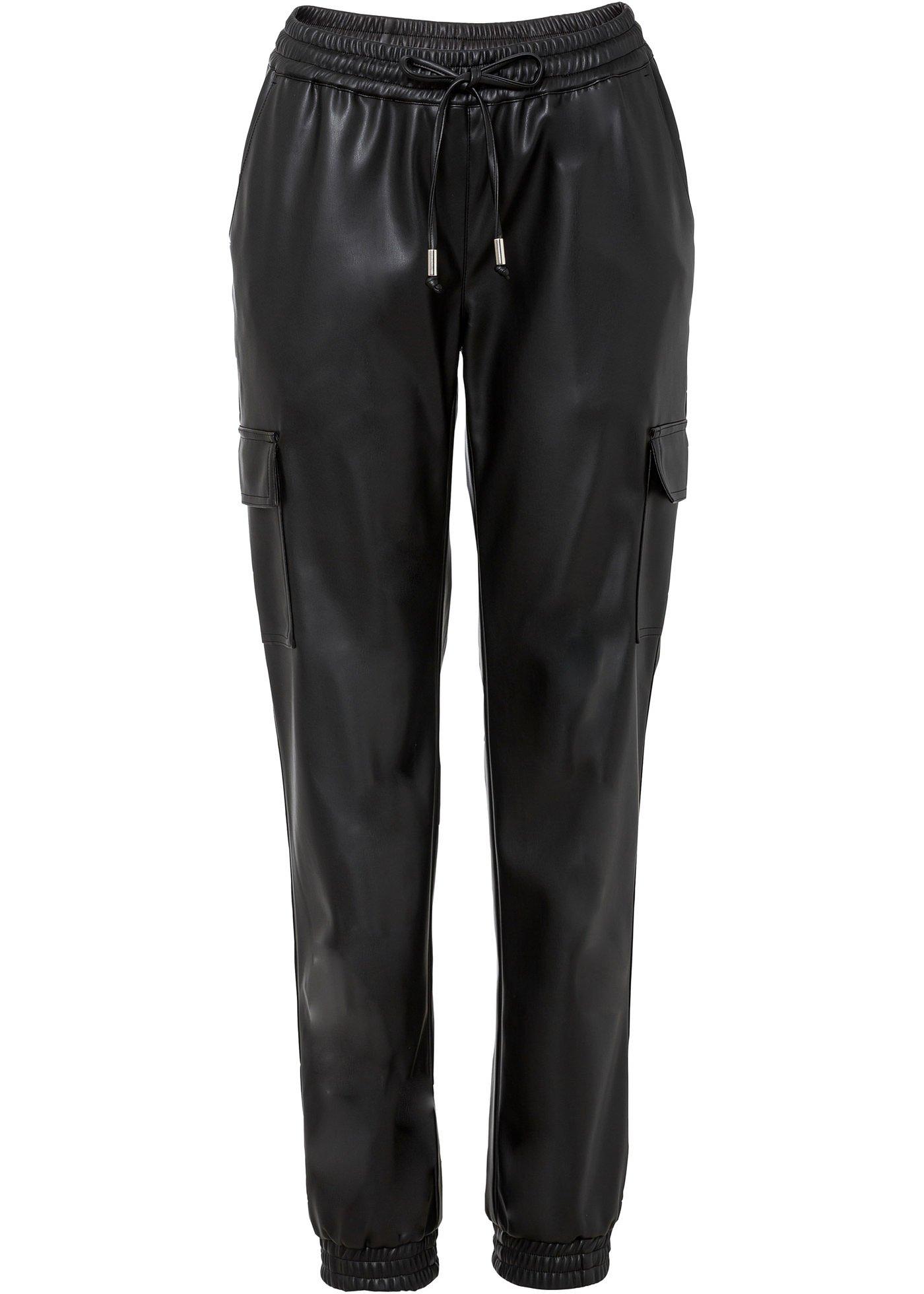 Pantalon en synthétique imitation cuir avec poches plaquées