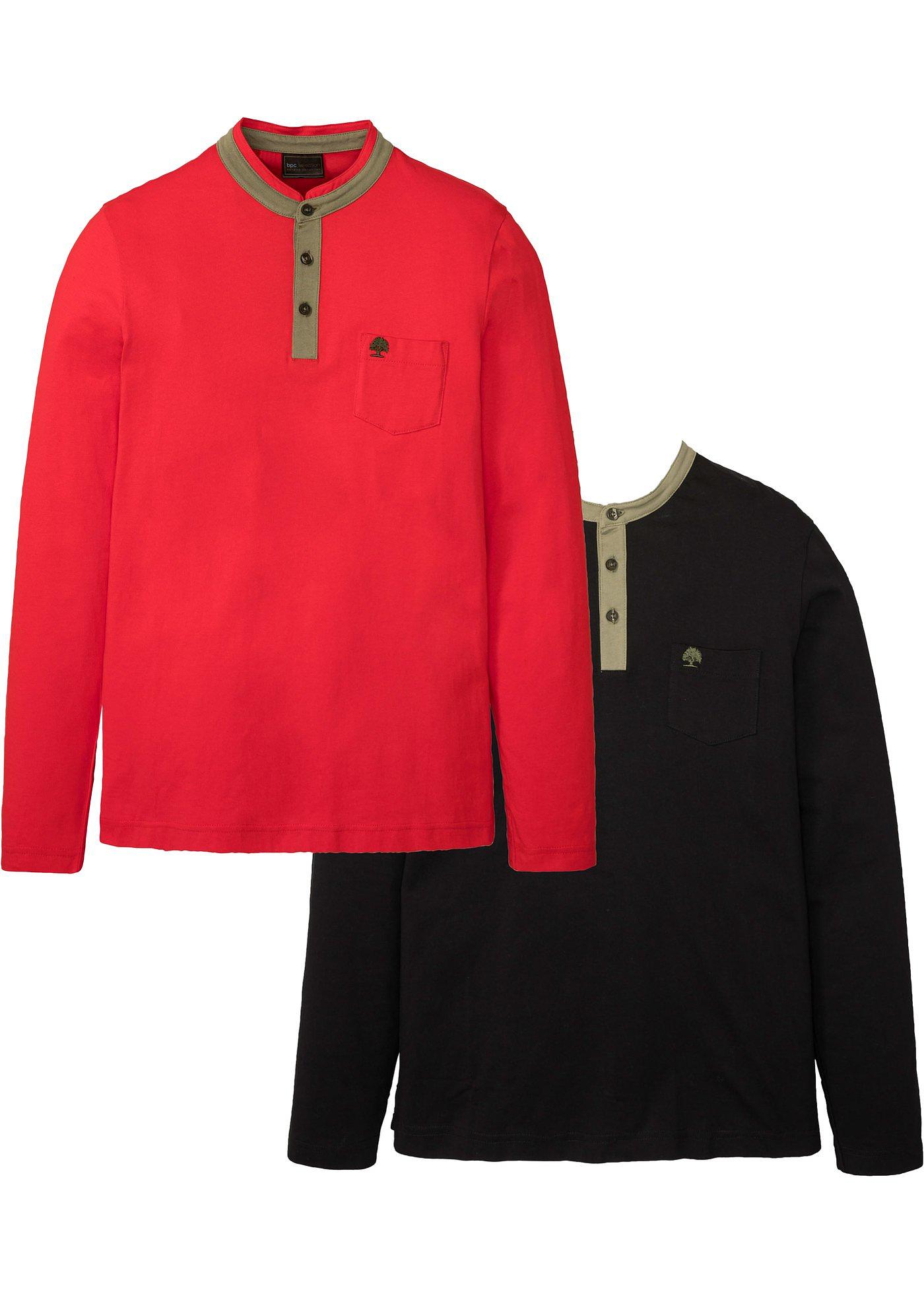 Lot de 2 T-shirts manches longues col Henley montant