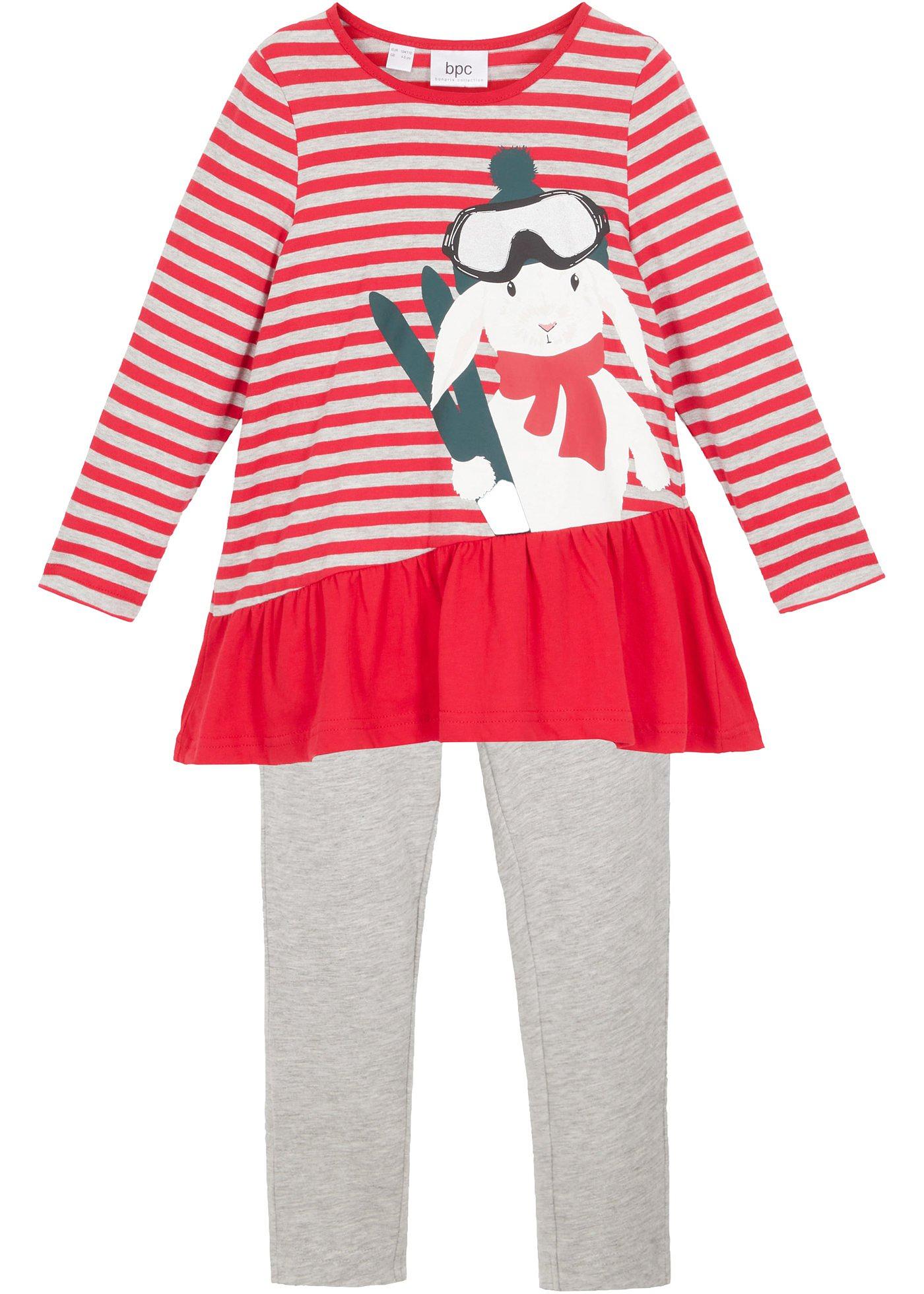 Robe en jersey + legging fille (Ens. 2 pces.)
