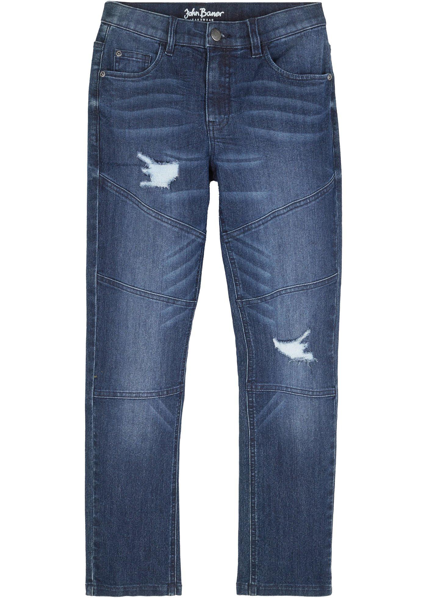 Jean biker garçon avec effets usés, Slim Fit