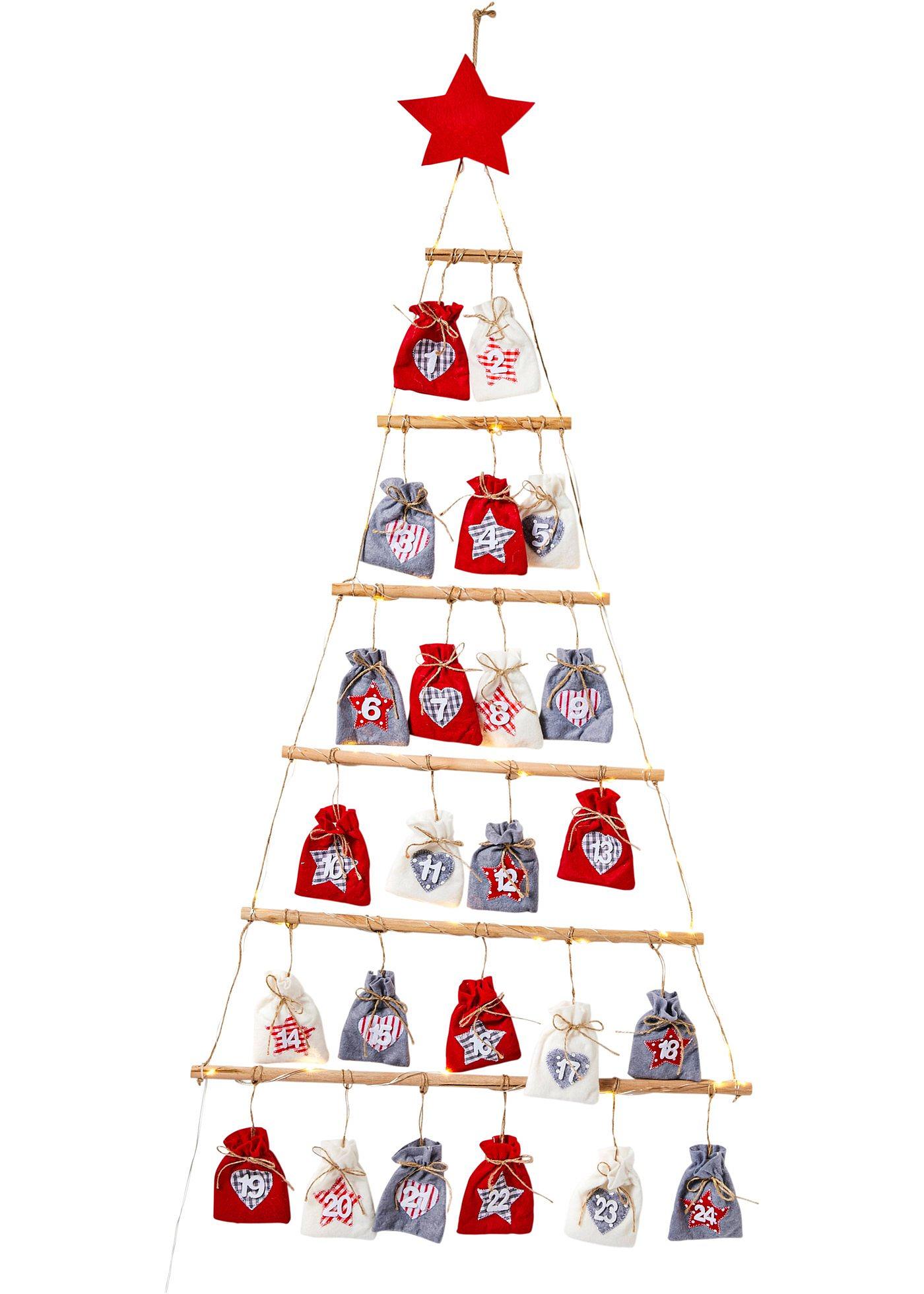 Objet déco LED Calendrier de l'Avent avec 24 pochettes