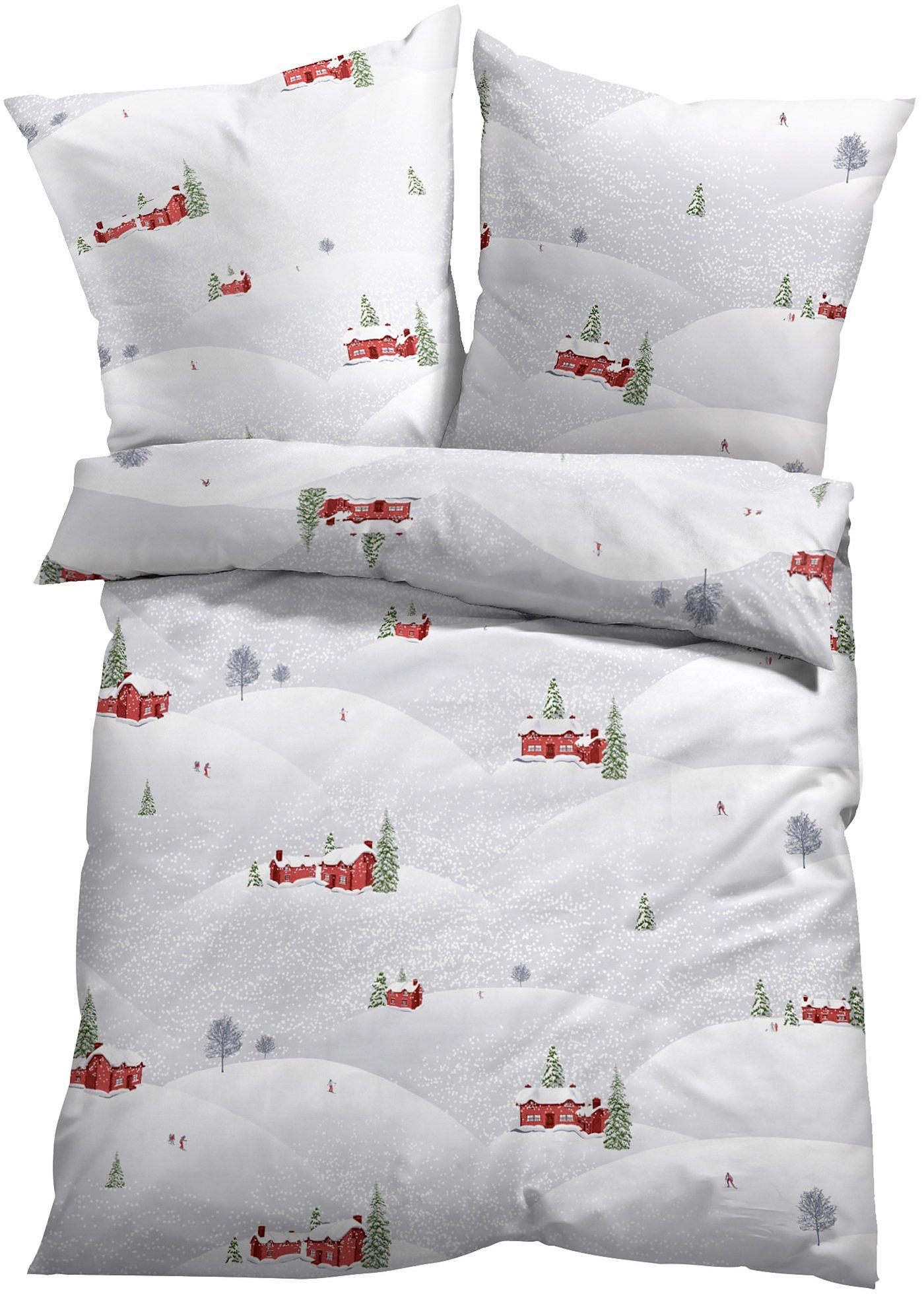 Parure de lit réversible avec paysage en hiver
