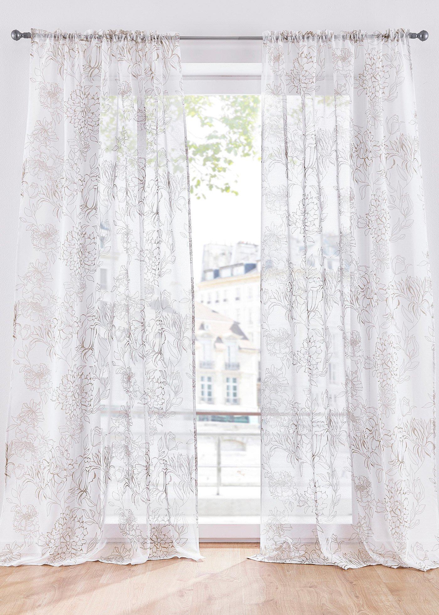 Voilage à imprimé floral (1 pce.)