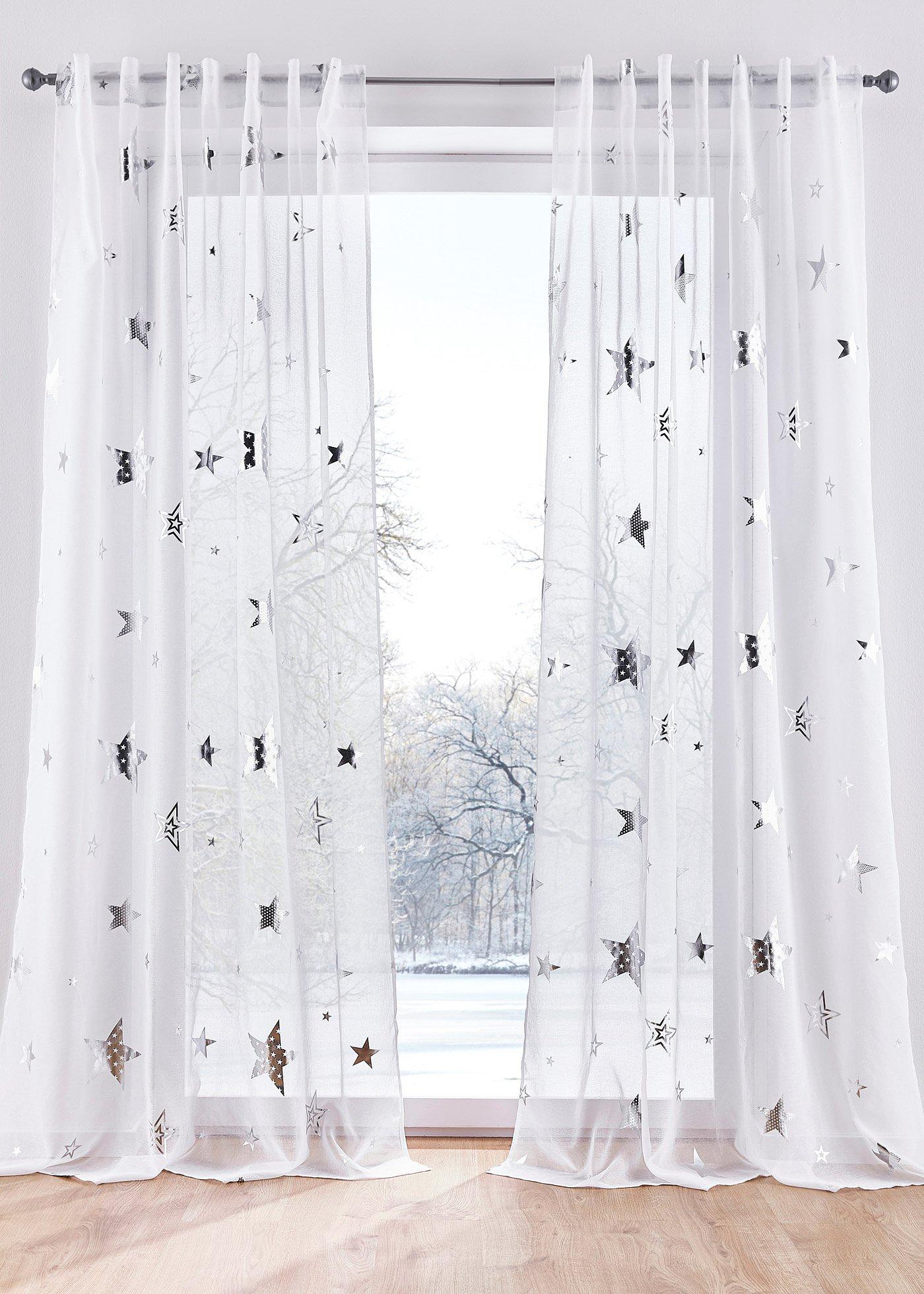 Voilage à imprimé feuille métallisée (1 pce.)