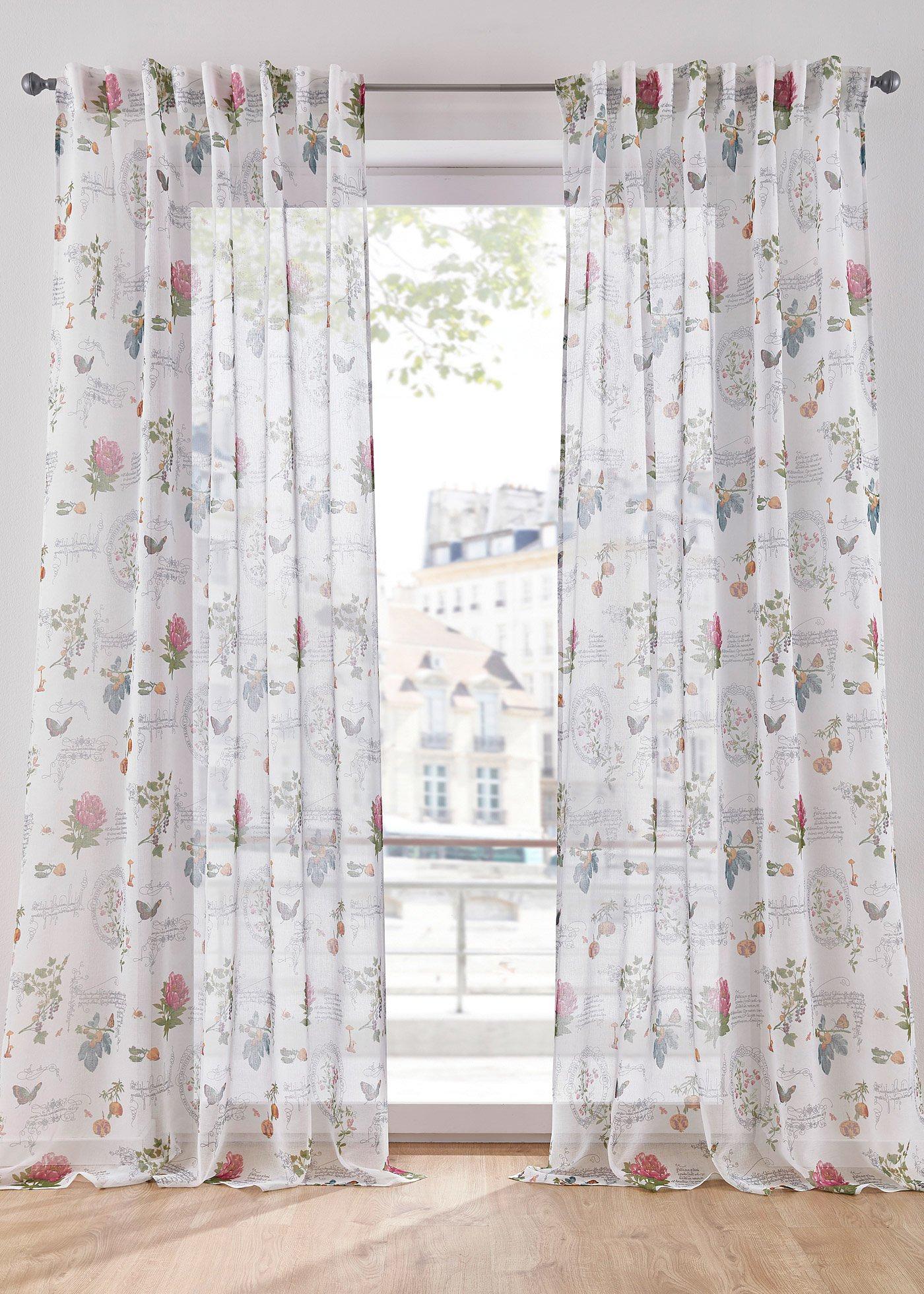 Voilage à imprimé floral (1 pce.)