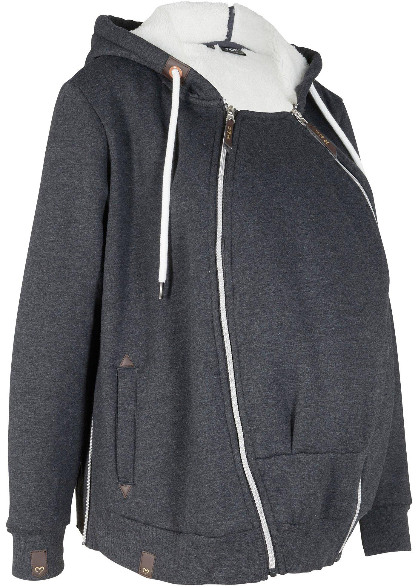 Gilet sweat de grossesse et de portage avec doublure peluche